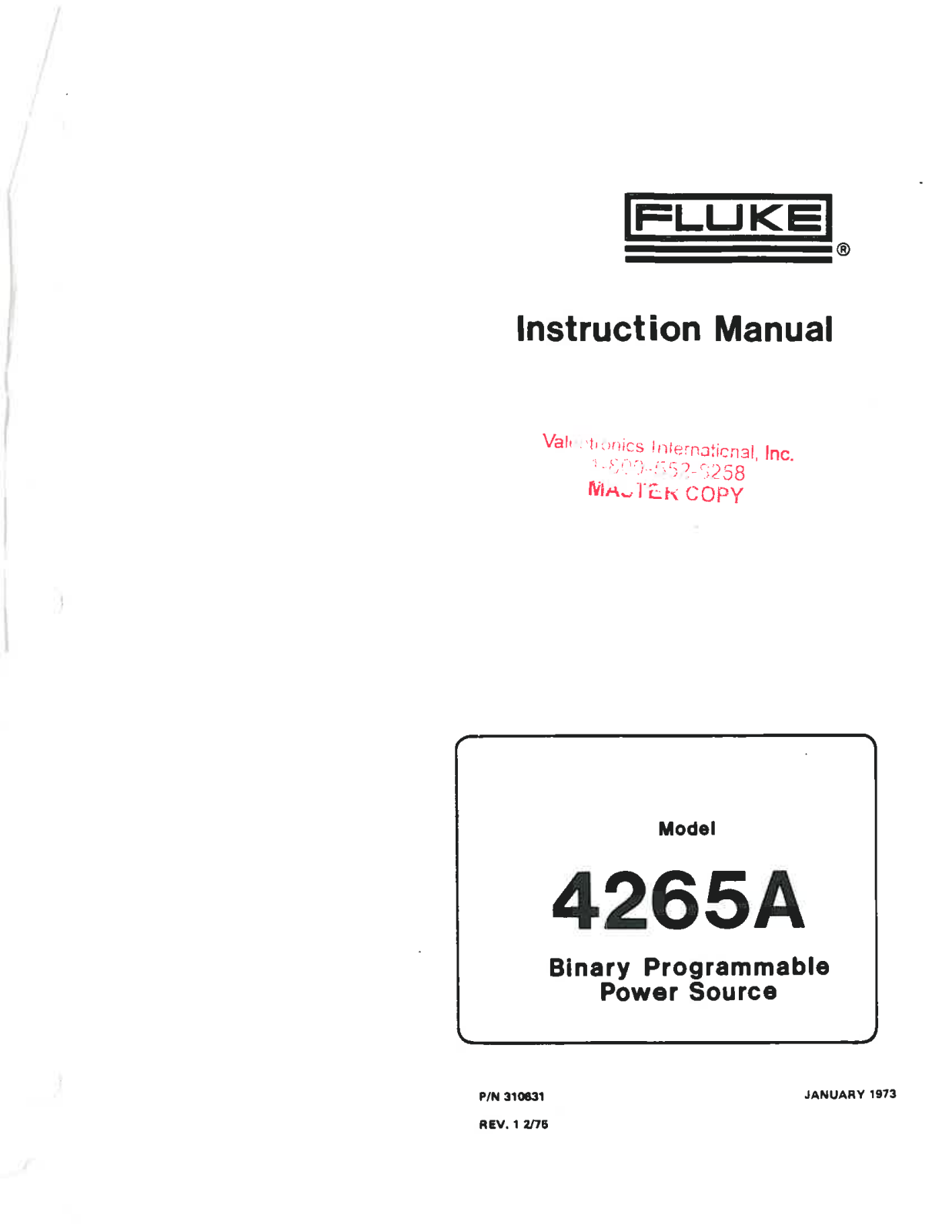 Fluke 4265A User Manual