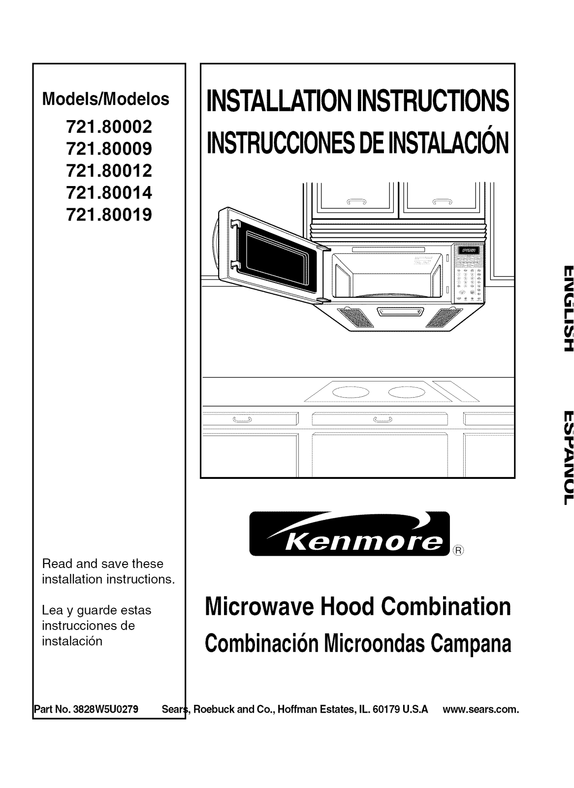 Kenmore 72180014401, 72180019400, 72180019401, 72180002400, 72180009400 Installation Guide