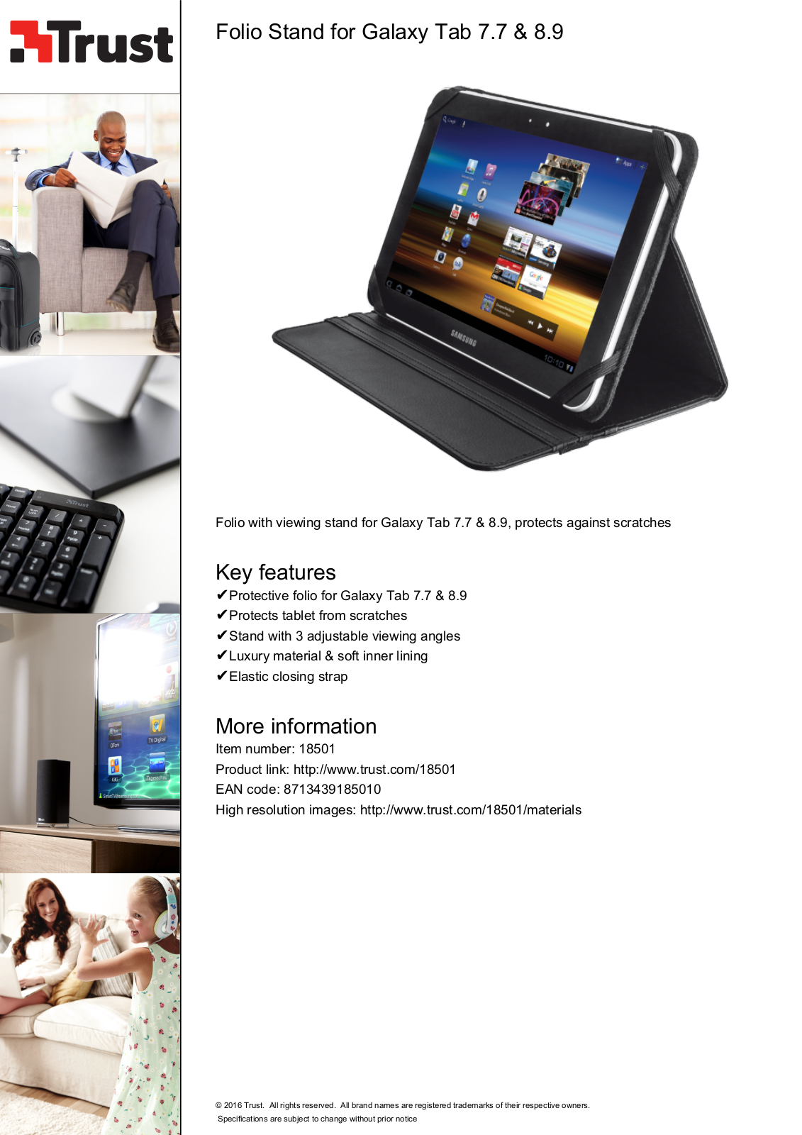 Trust Folio Stand for Galaxy Tab 7.7 8.9 User Manual