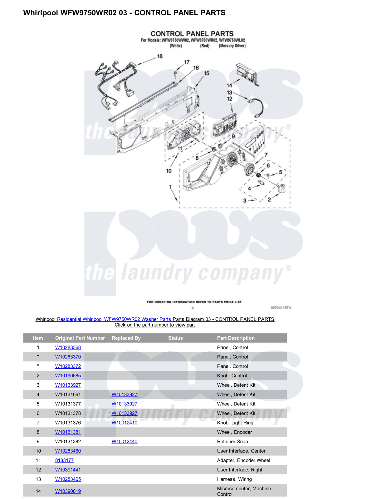 Whirlpool WFW9750WR02 Parts Diagram