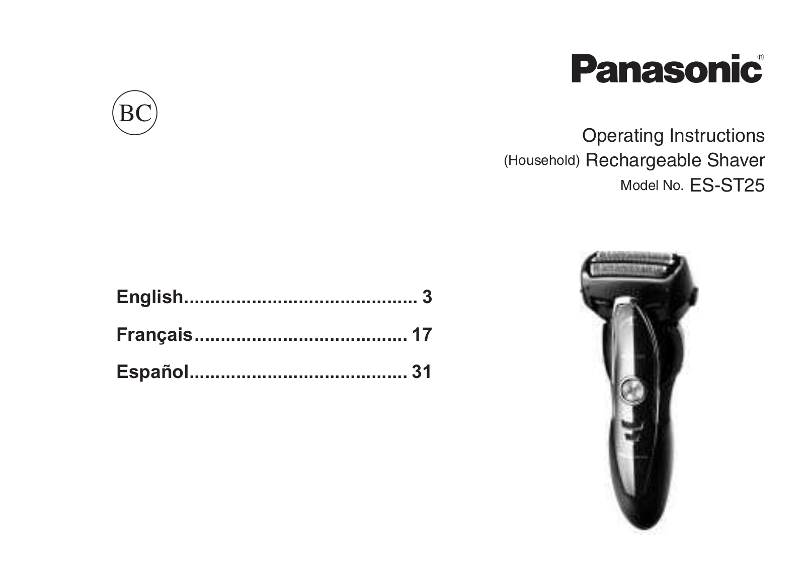 Panasonic ES-ST25 Operating Instruction