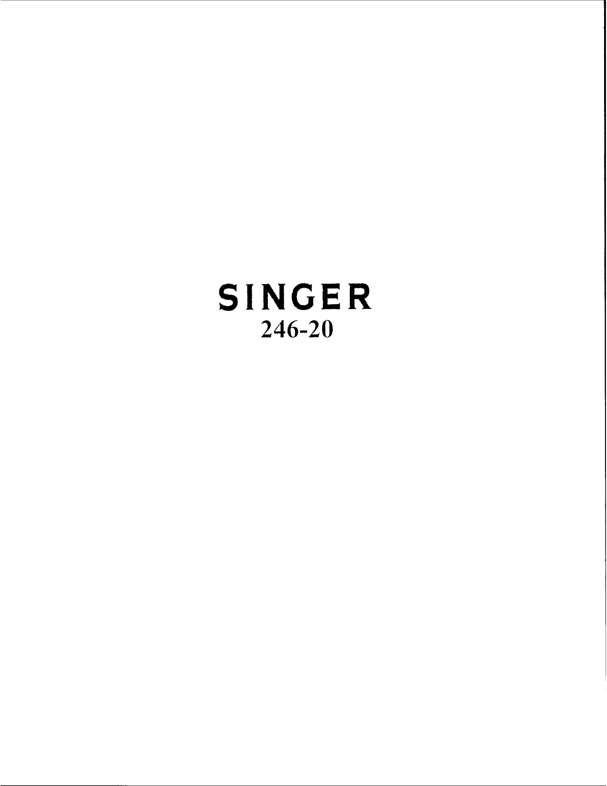 Singer 246-20 User Manual