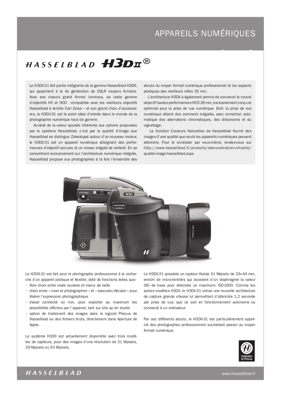 Hasselblad H3DII31 User Manual