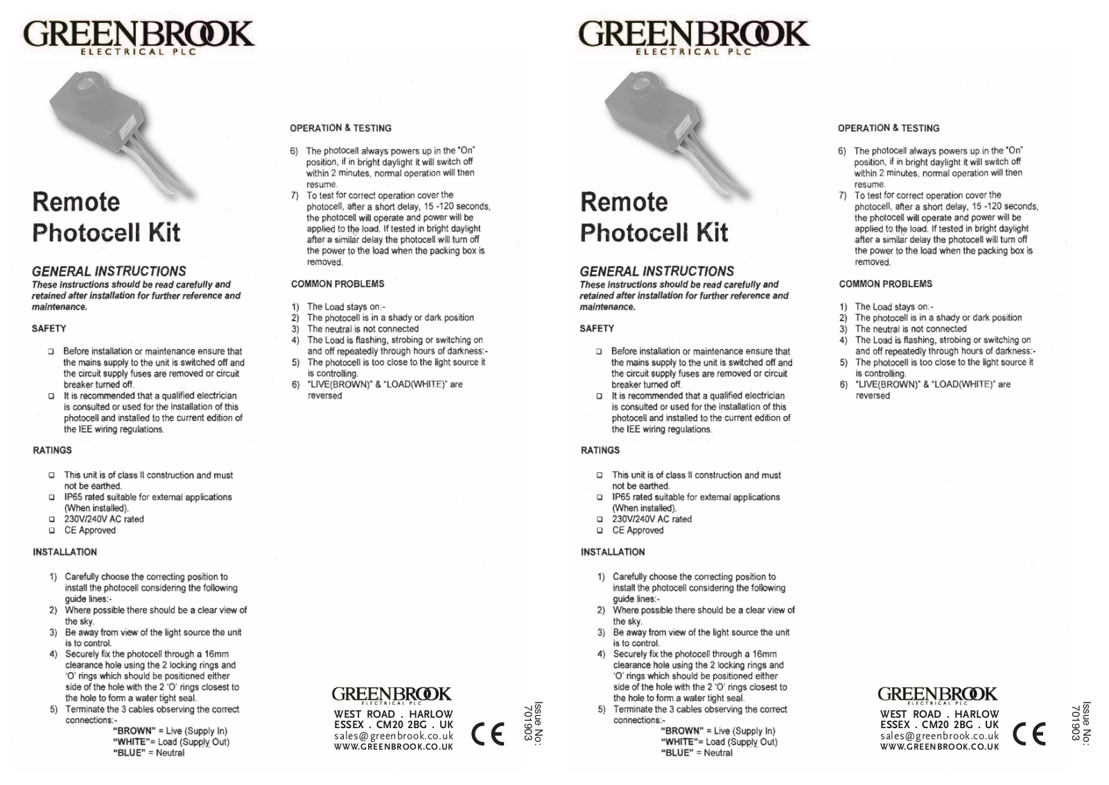 GreenBrook PEC20 Installation Instructions - ManualMachine.com