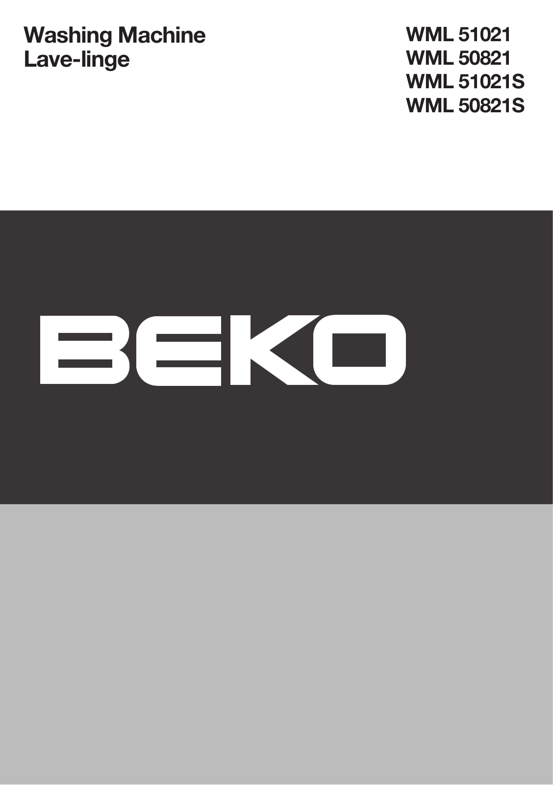 Beko WML 50821, WML 50821S, WML 51021S, WML 51021 User Manual