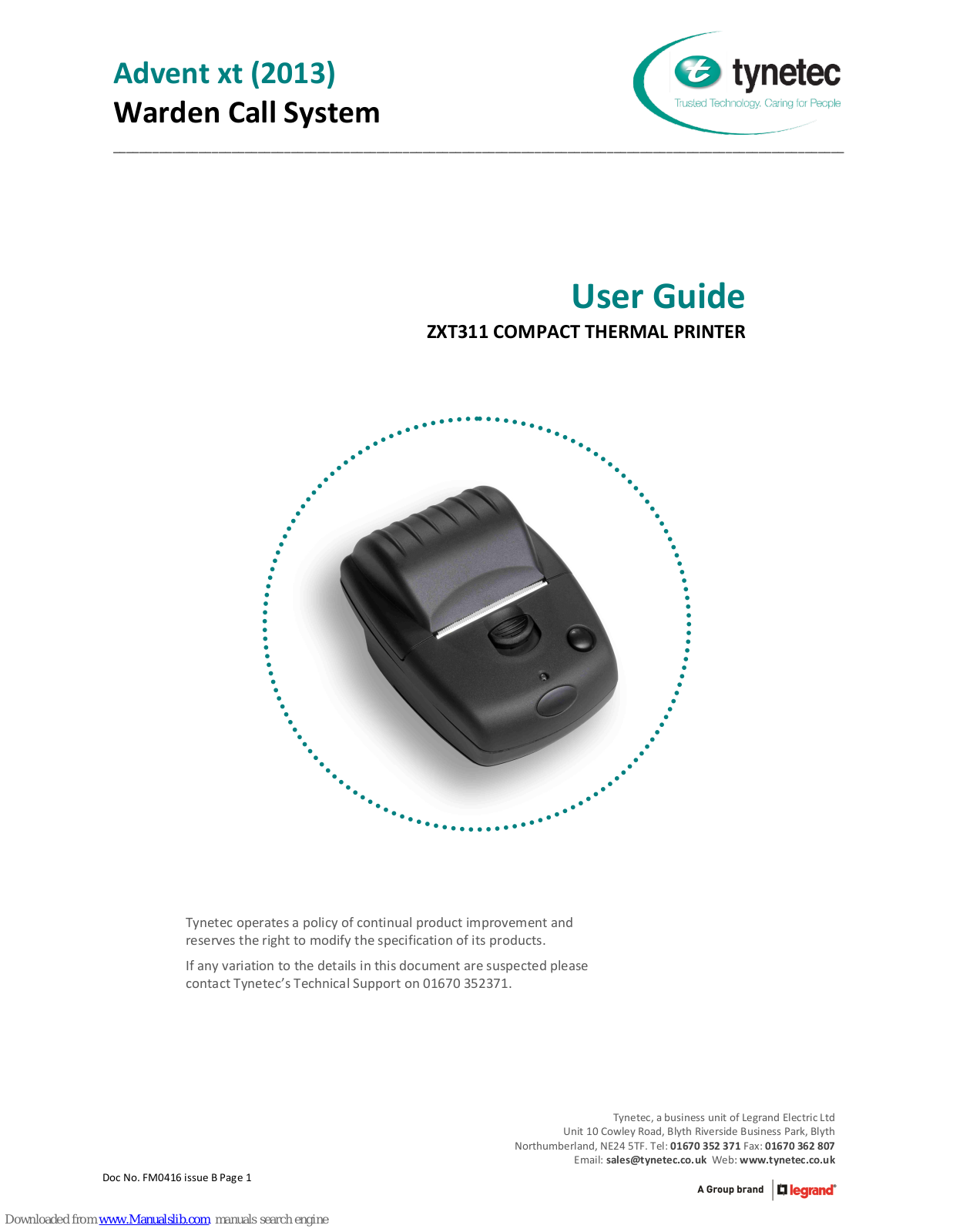 Tynetec ZXT311 User Manual