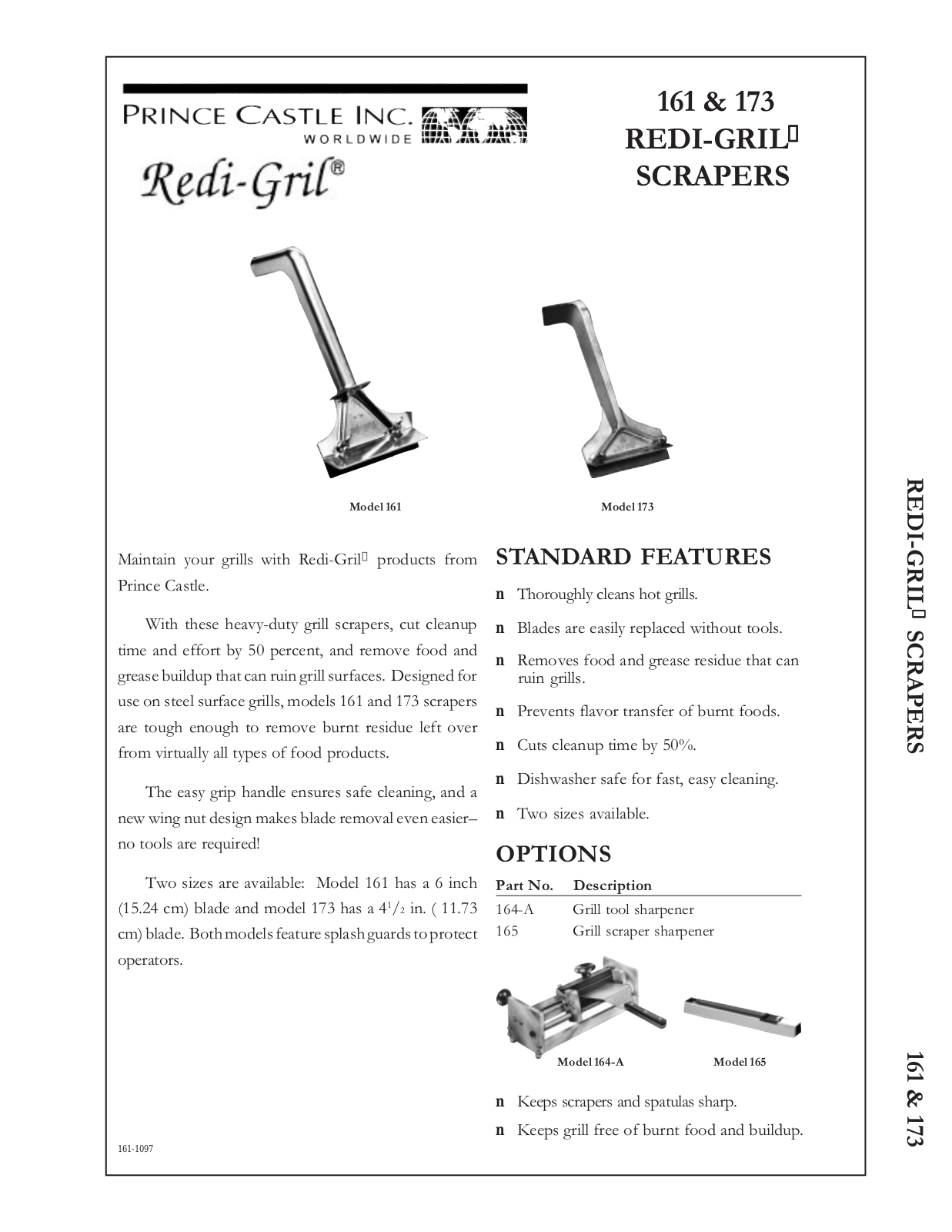 Prince Castle Redi-Grill Scapers 173, Redi-Grill Scapers 161 User Manual