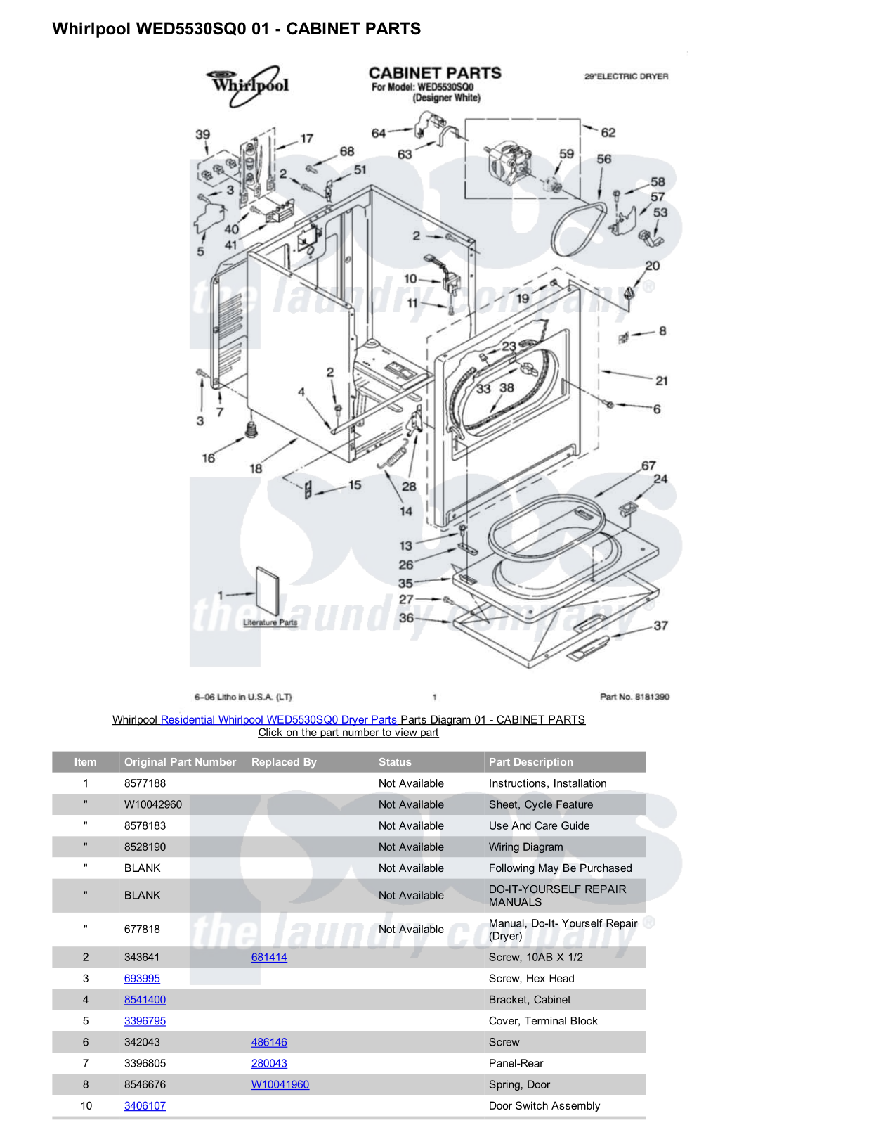 Whirlpool WED5530SQ0 Parts Diagram