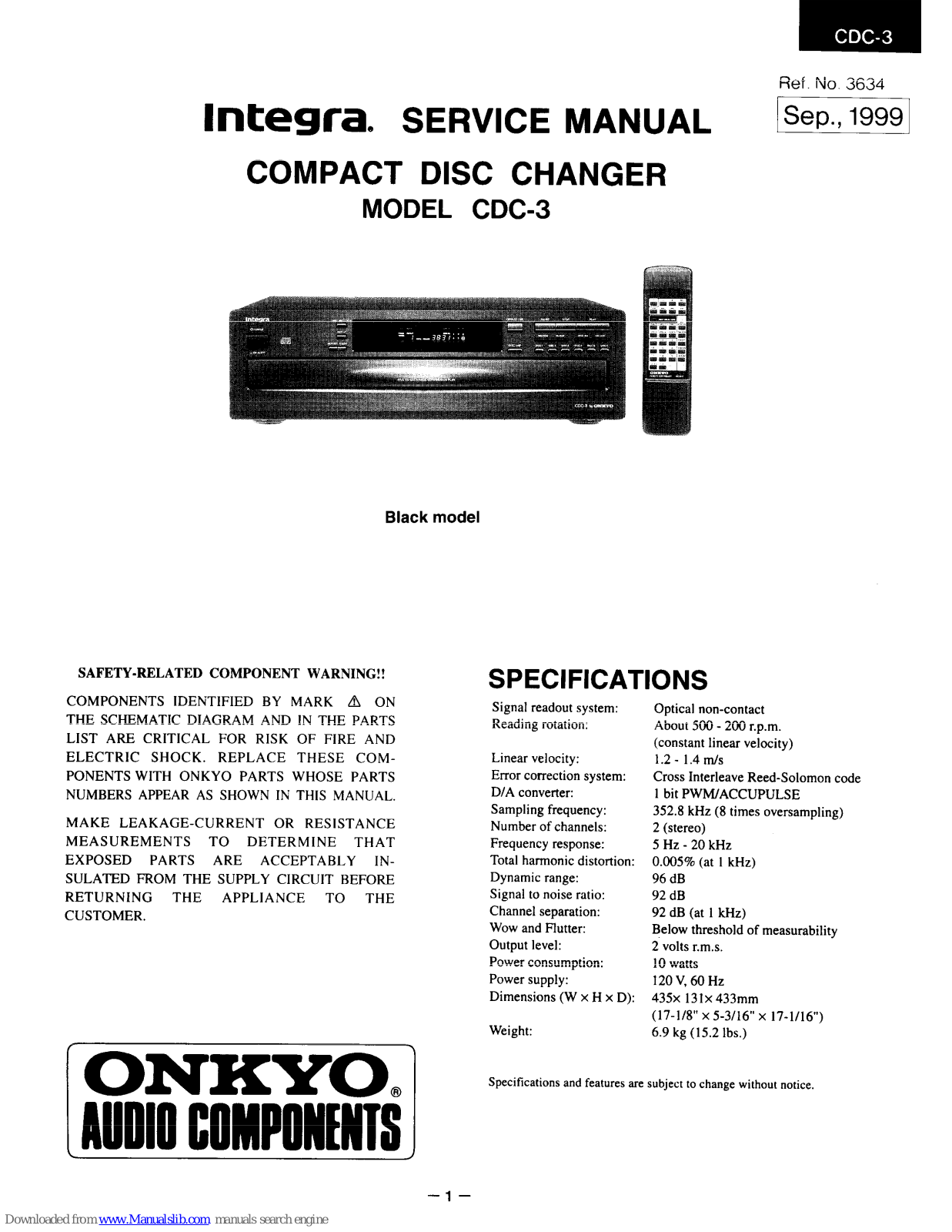 Integra CDC-3 Service Manual