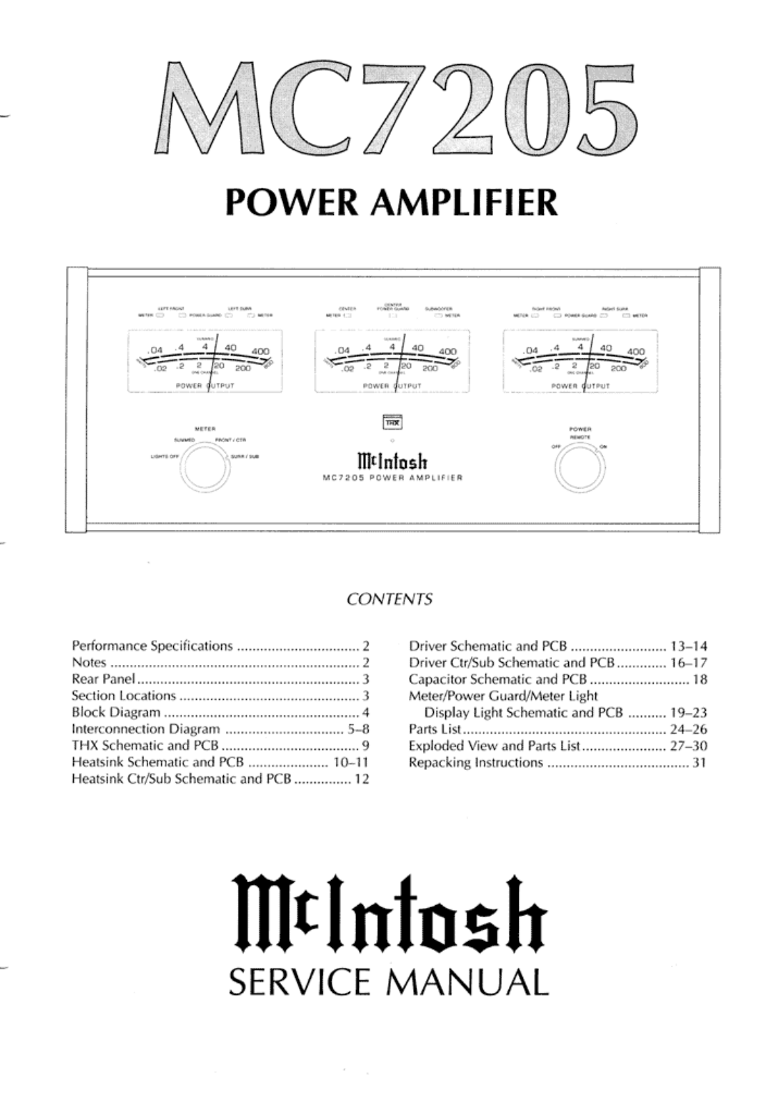 McIntosh M-7205 Service manual