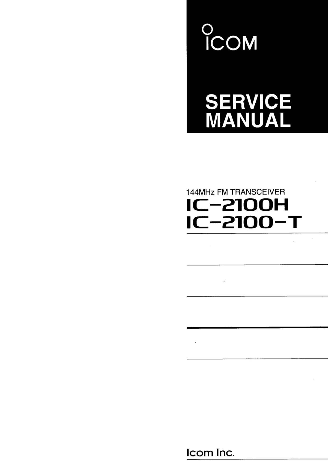 Icom IC-2100-T, IC-2100H Service Manual