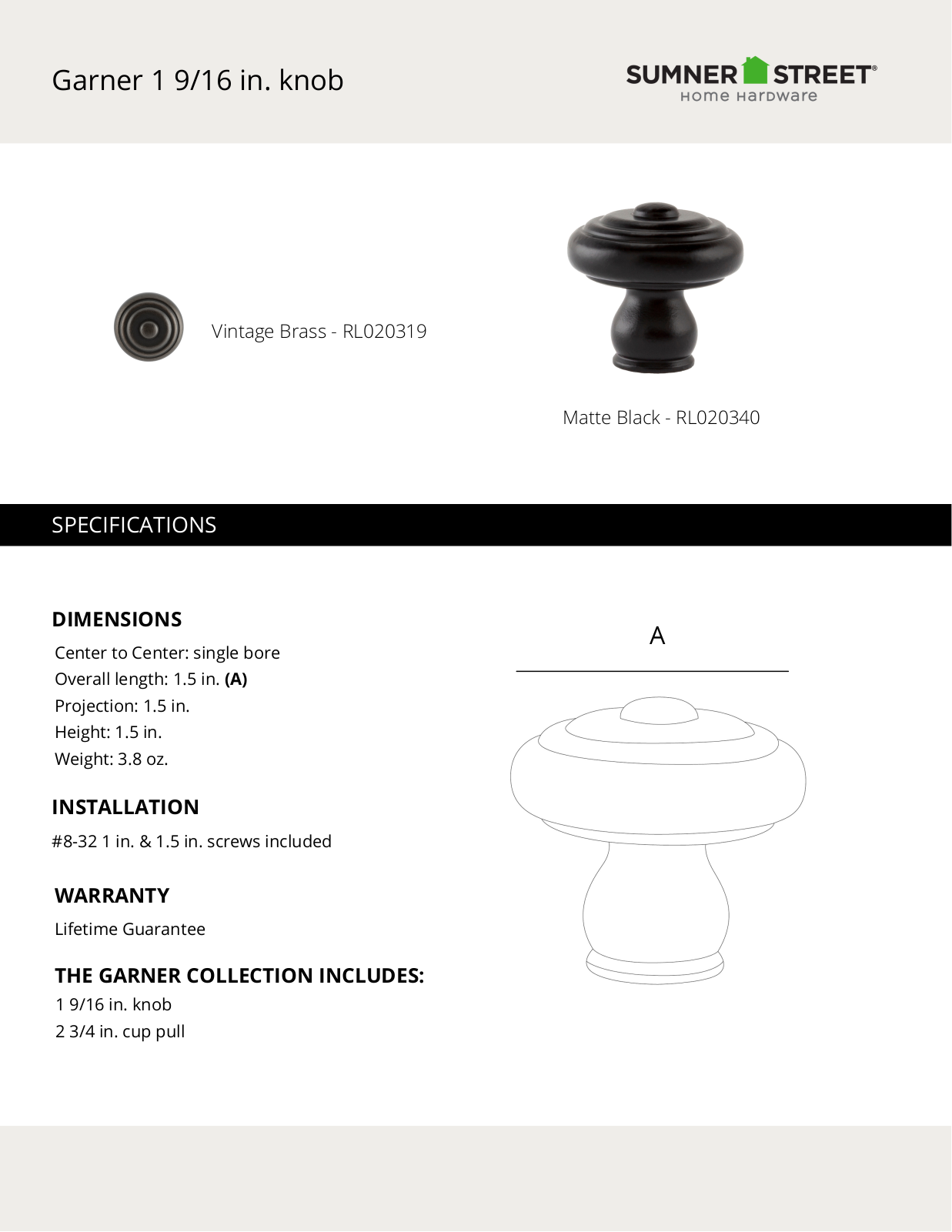 Sumner Street Home Hardware CTHD1058 Specification - ManualMachine.com