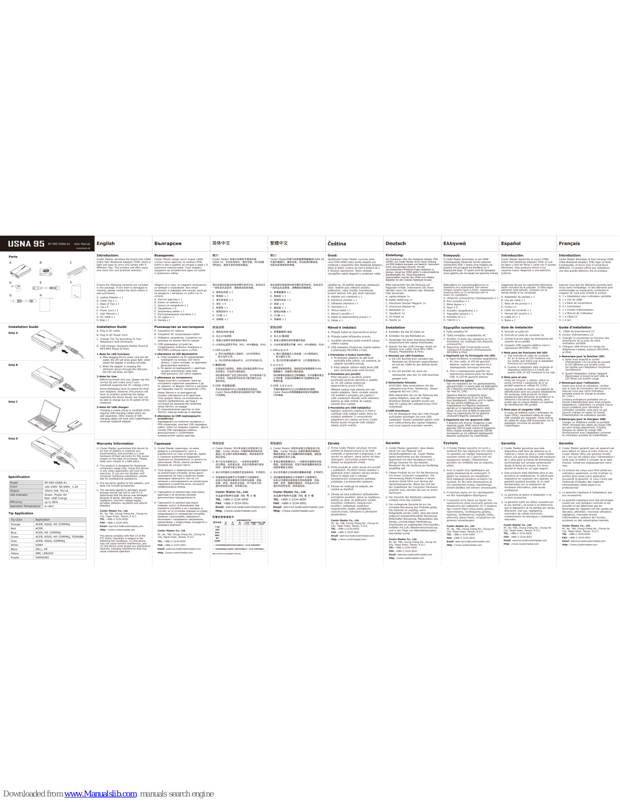 Cooler Master USNA 95 RP-095-USNA-A1 User Manual