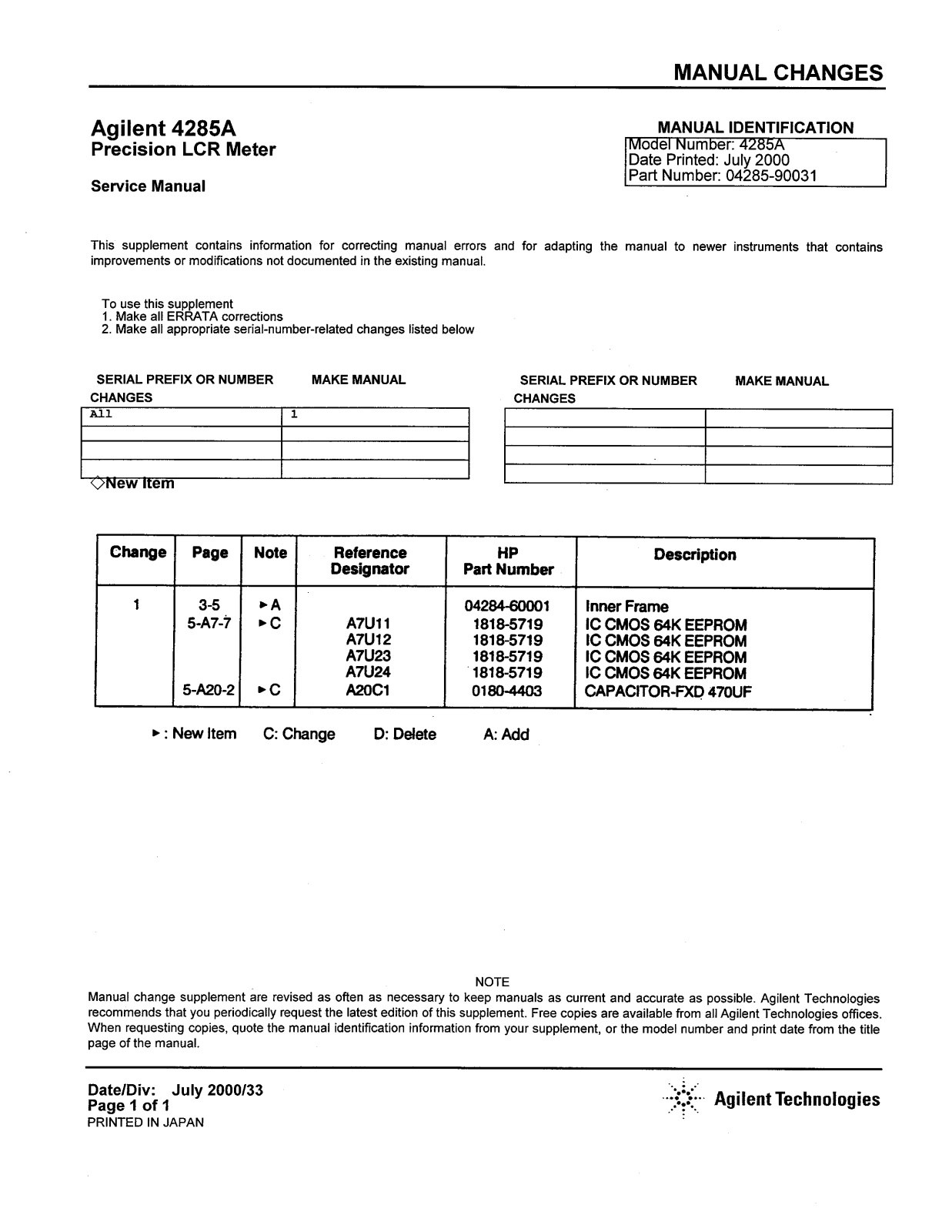 Agilent 4285A Service Manual
