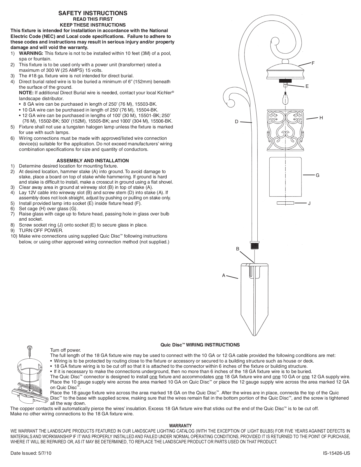 Kichler 15426 User Manual