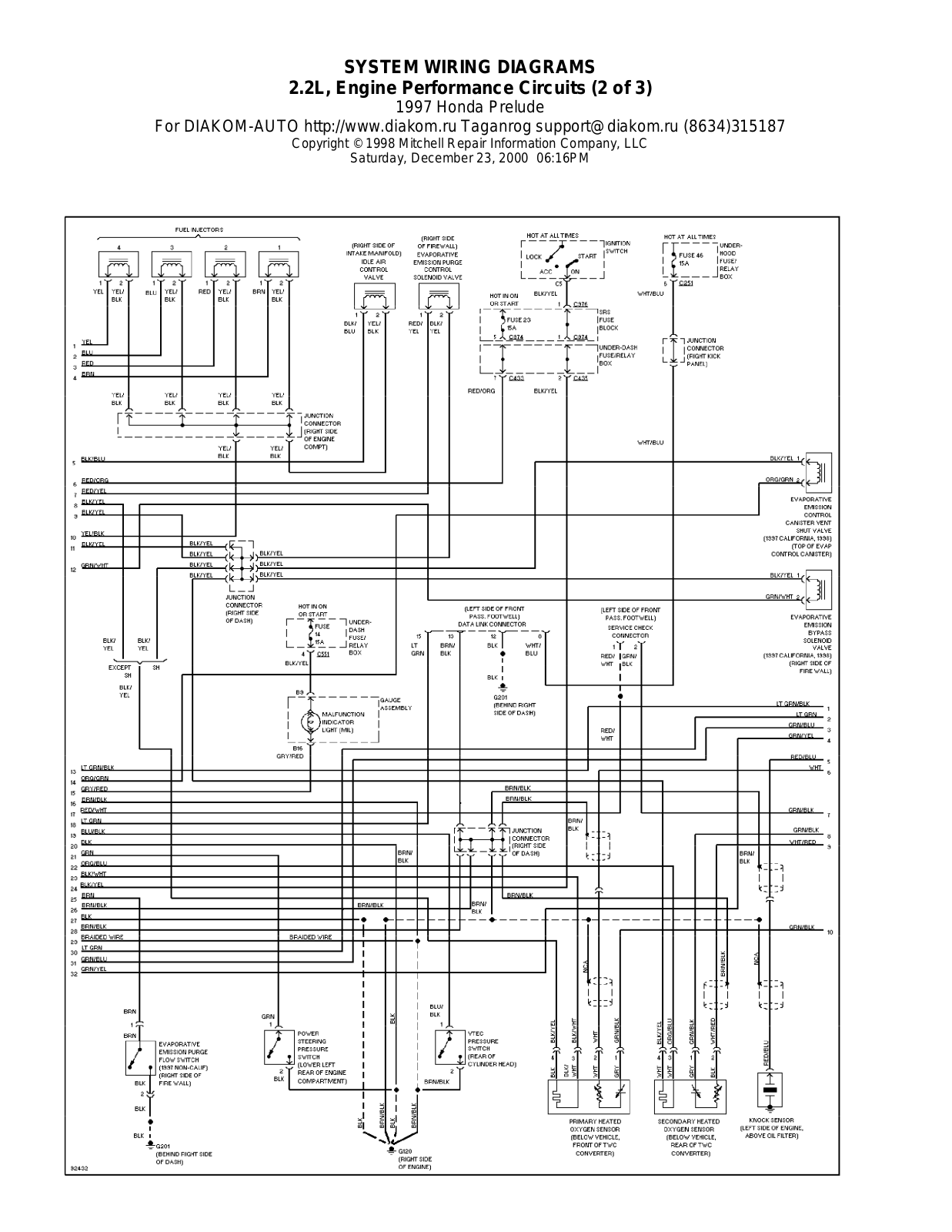 Honda Prelude 1997-1999 Wire Diagrams  17475