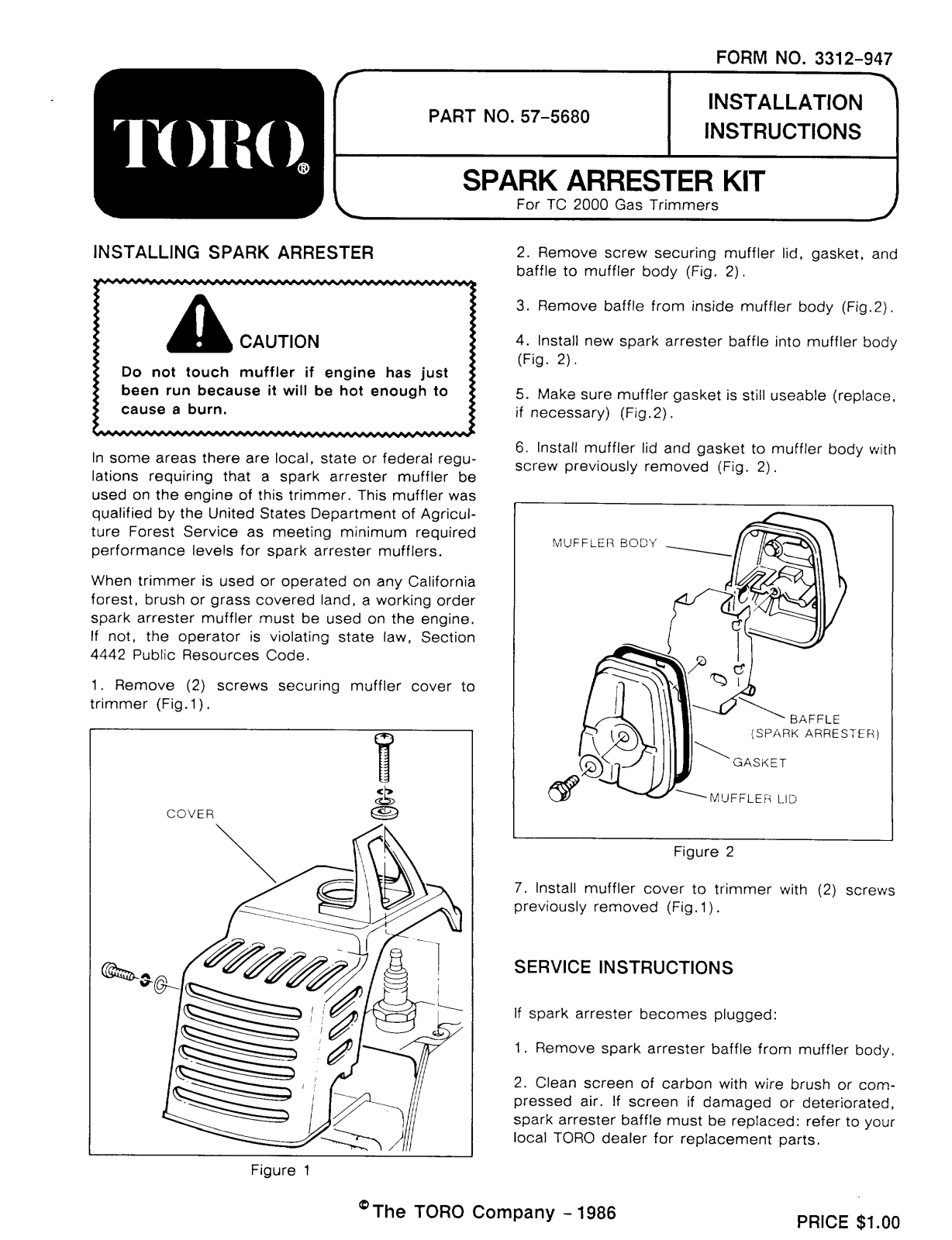 Toro 57-5680 Installation Instructions