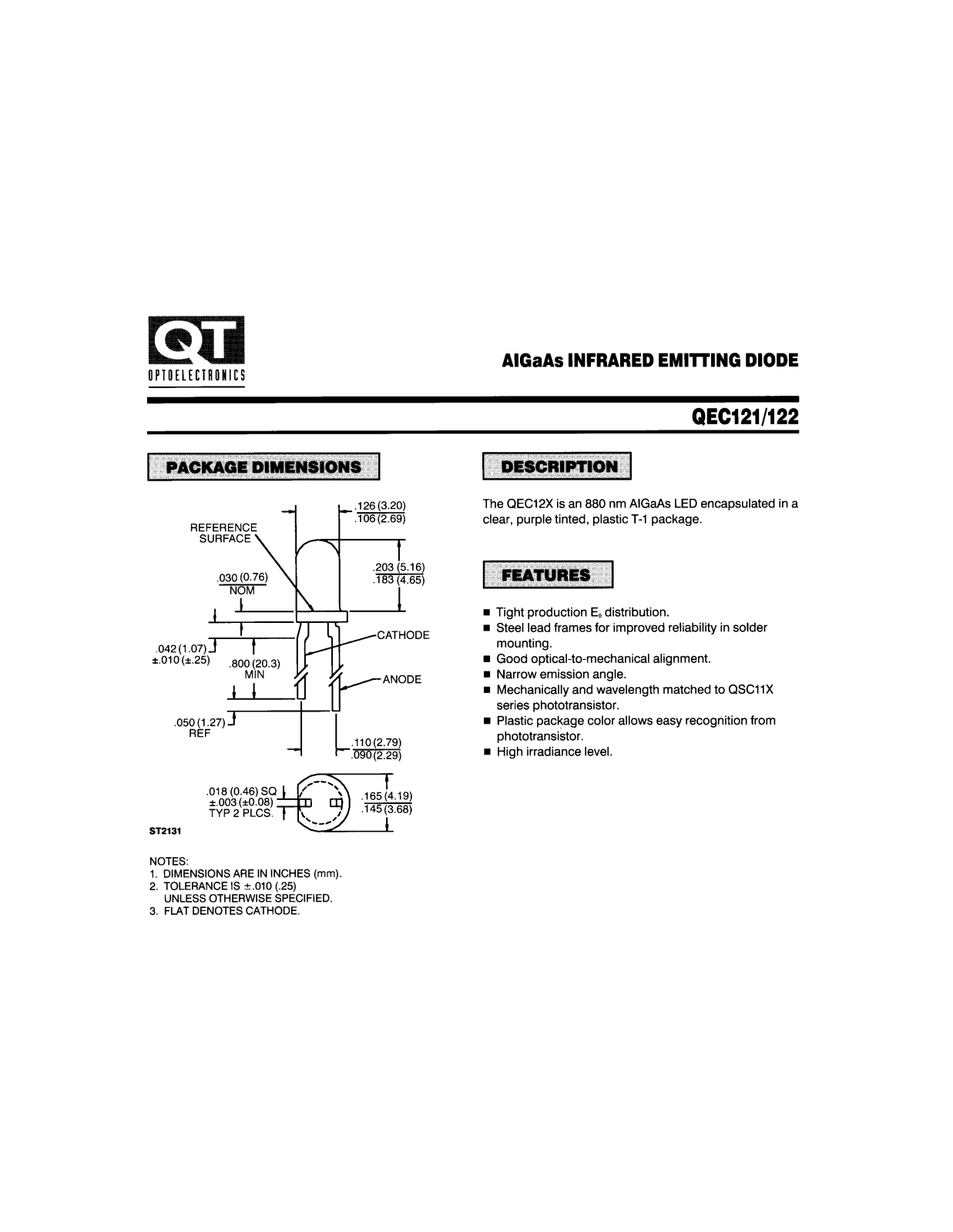 QT QEC121, QEC122, QEC123 Datasheet