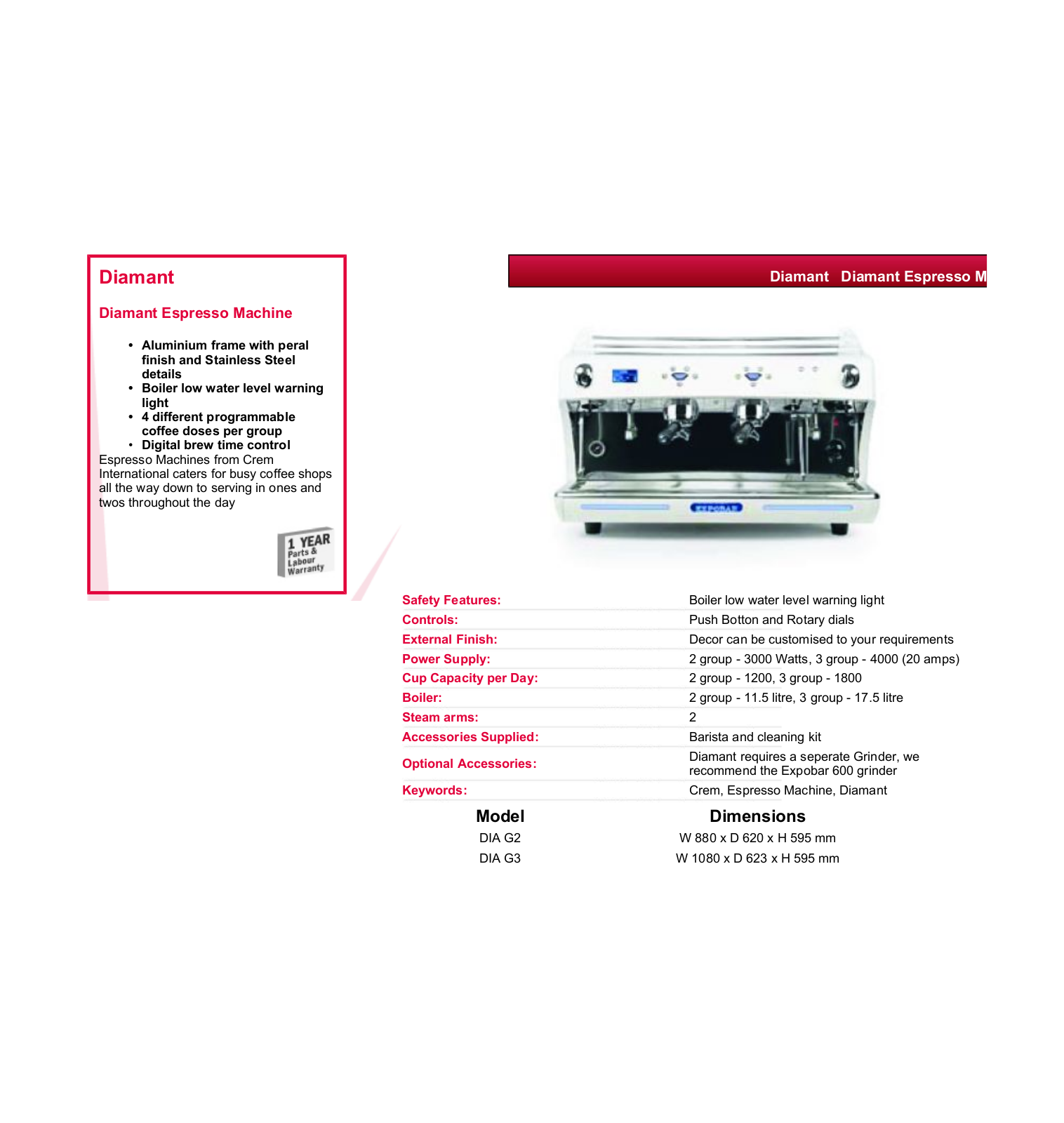 Valera DIA G3, DIA G2 DATASHEET