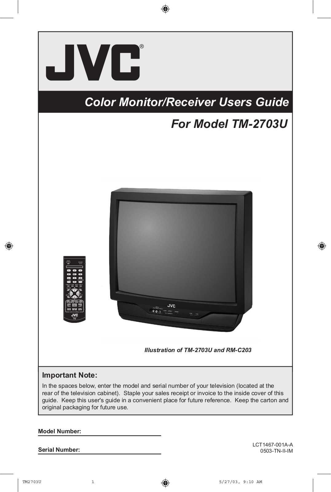 JVC TM-2703U User Manual