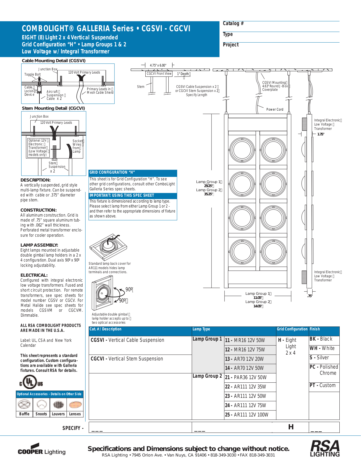 Cooper Lighting CGCVI, CGSVI User Manual