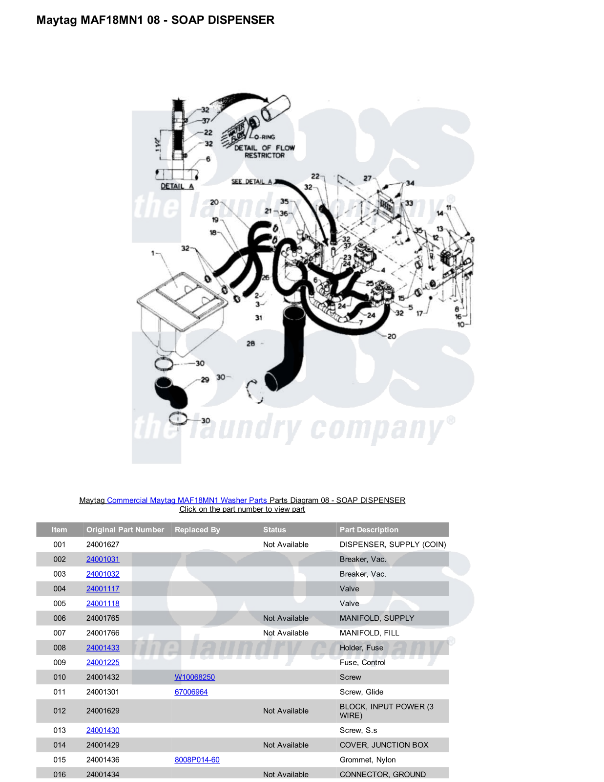 Maytag MAF18MN1 Parts Diagram