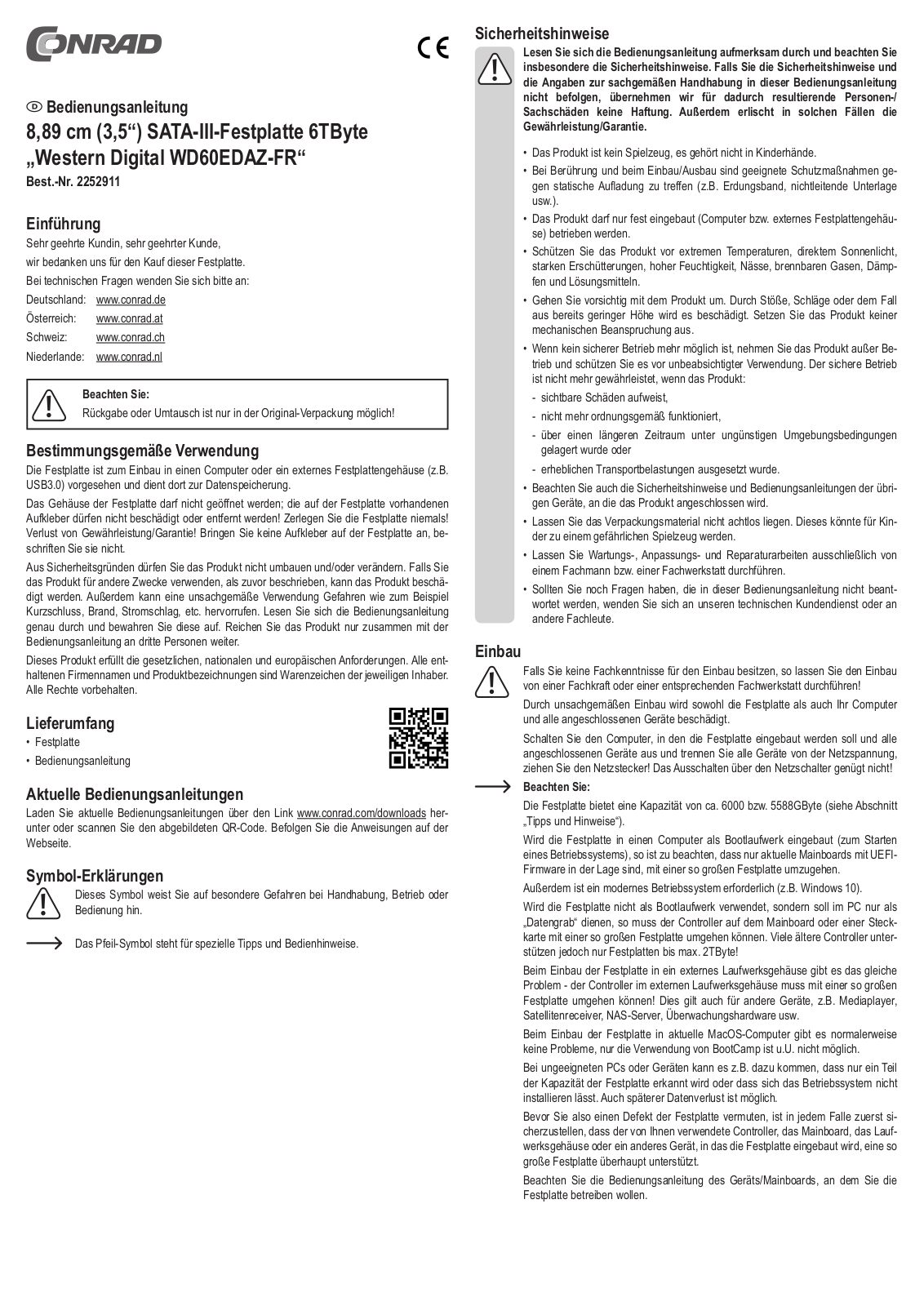 Western Digital WD60EDAZ-FR Operation Manual