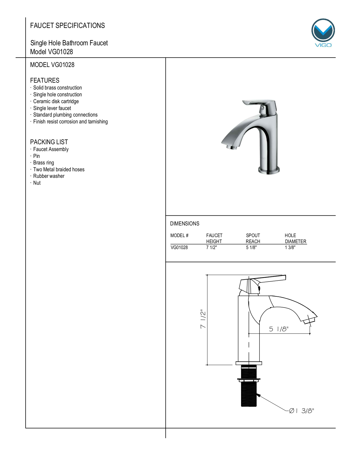 Vigo VG01028 User Manual