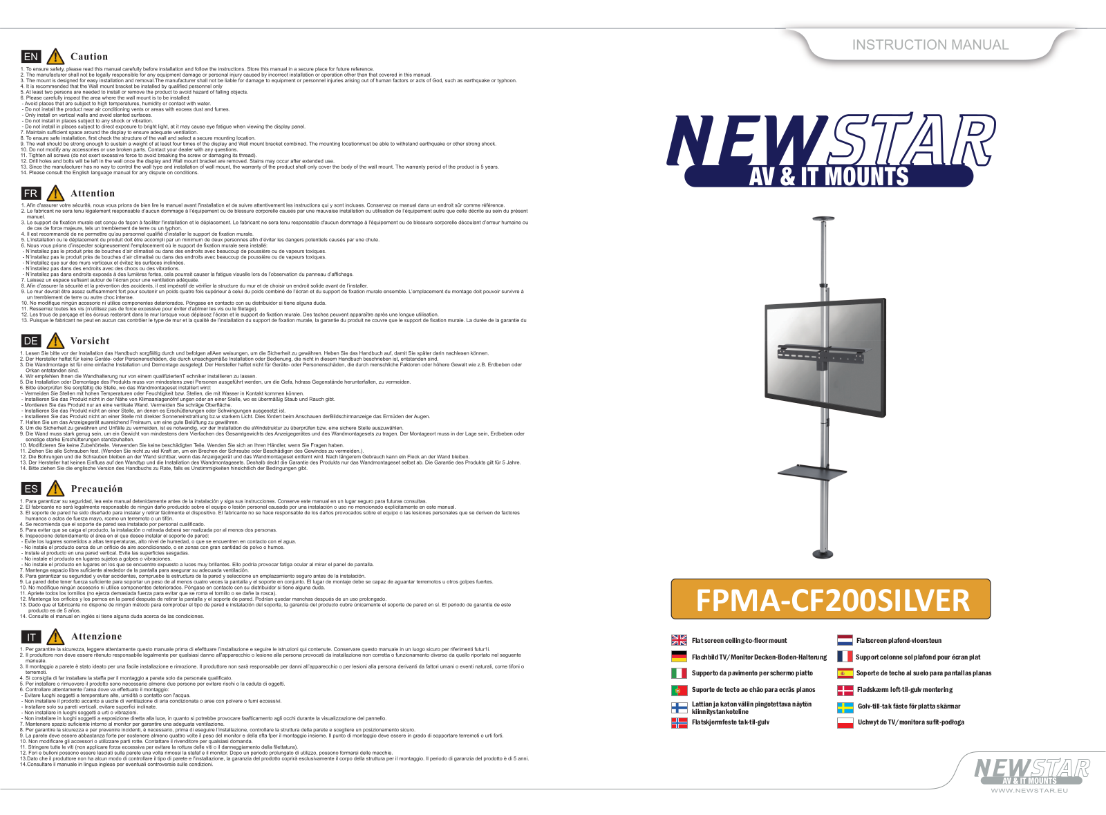 Newstar FPMA-CF200SILVER User Manual