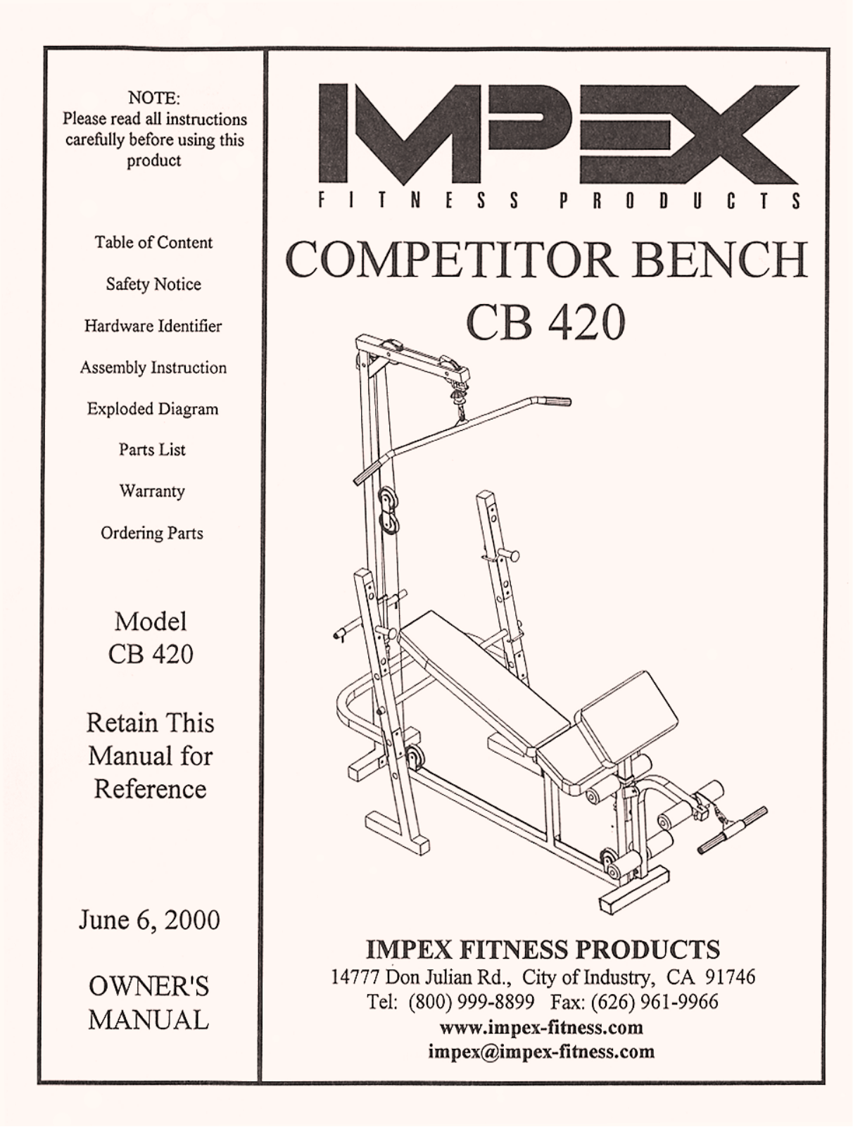 Impex CB-420 Owner's Manual