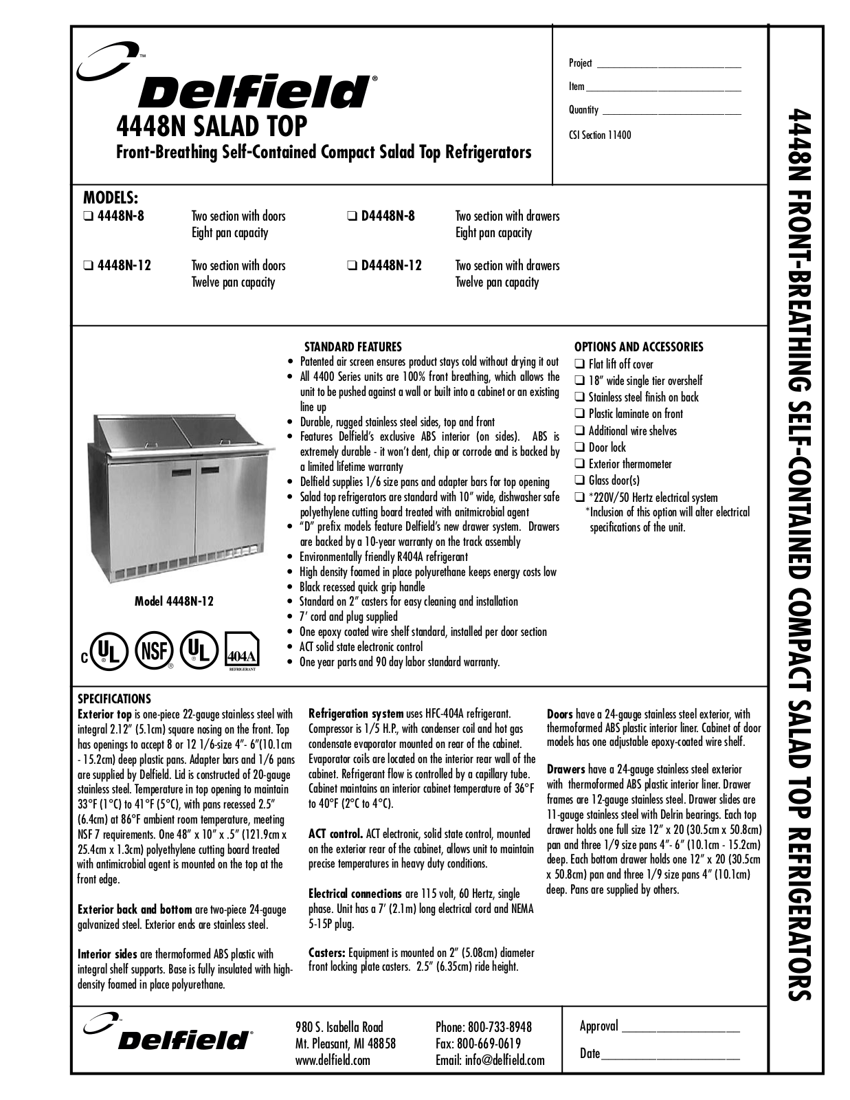 Delfield D4448N-8, 4448N-8 User Manual