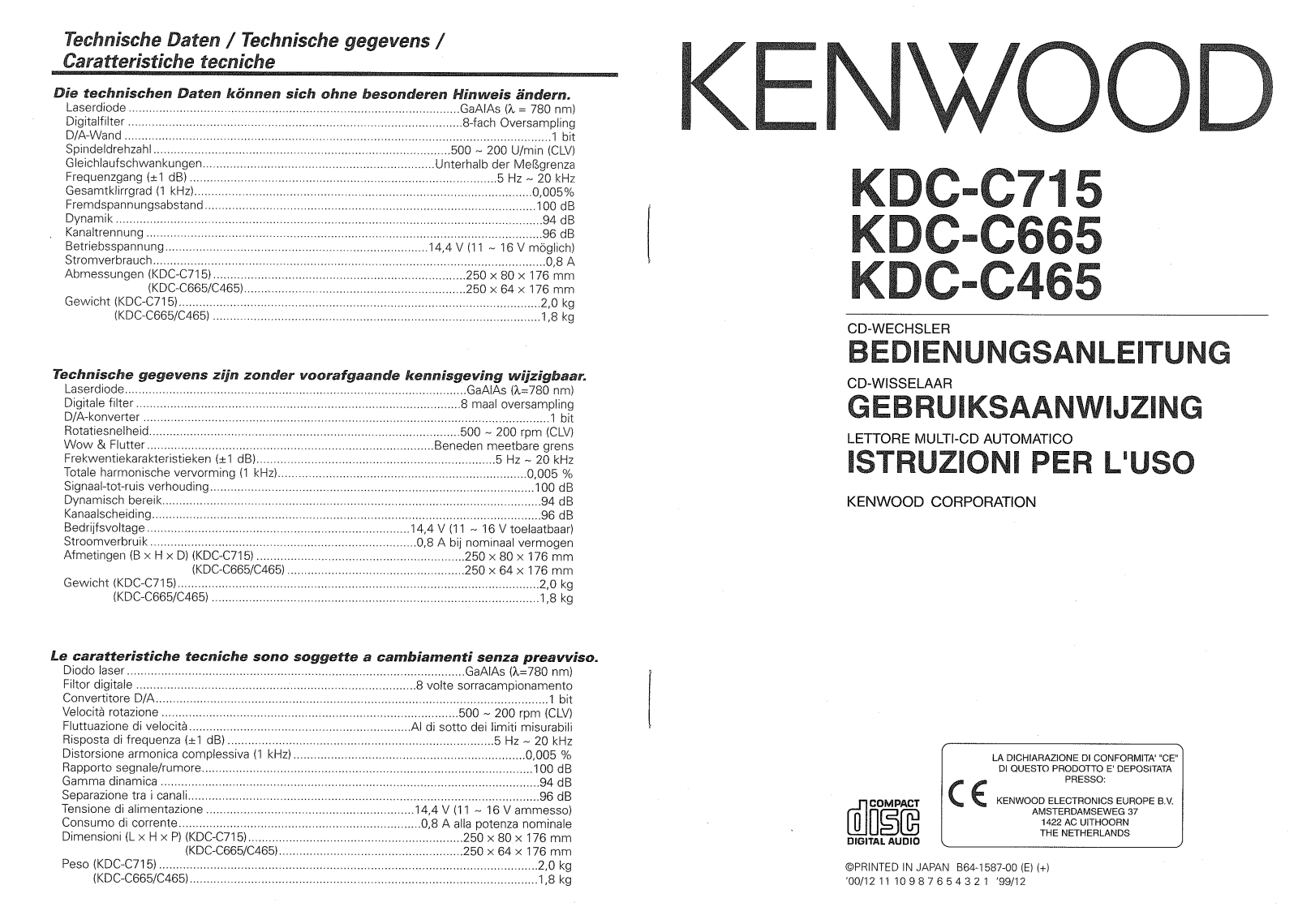 Kenwood KDC-C715 User's Manual