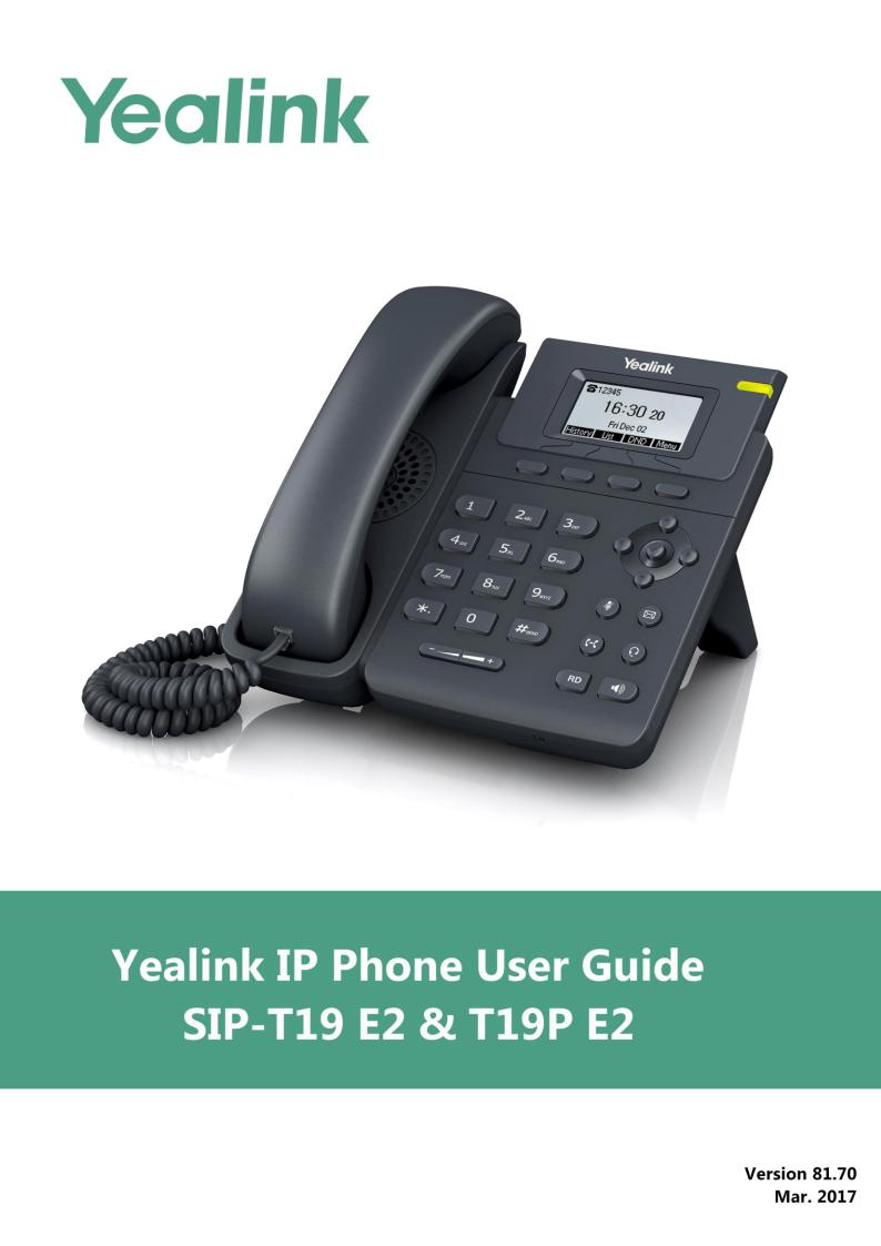Yealink SIP-T19P E2, SIP-T19 E2 User Manual