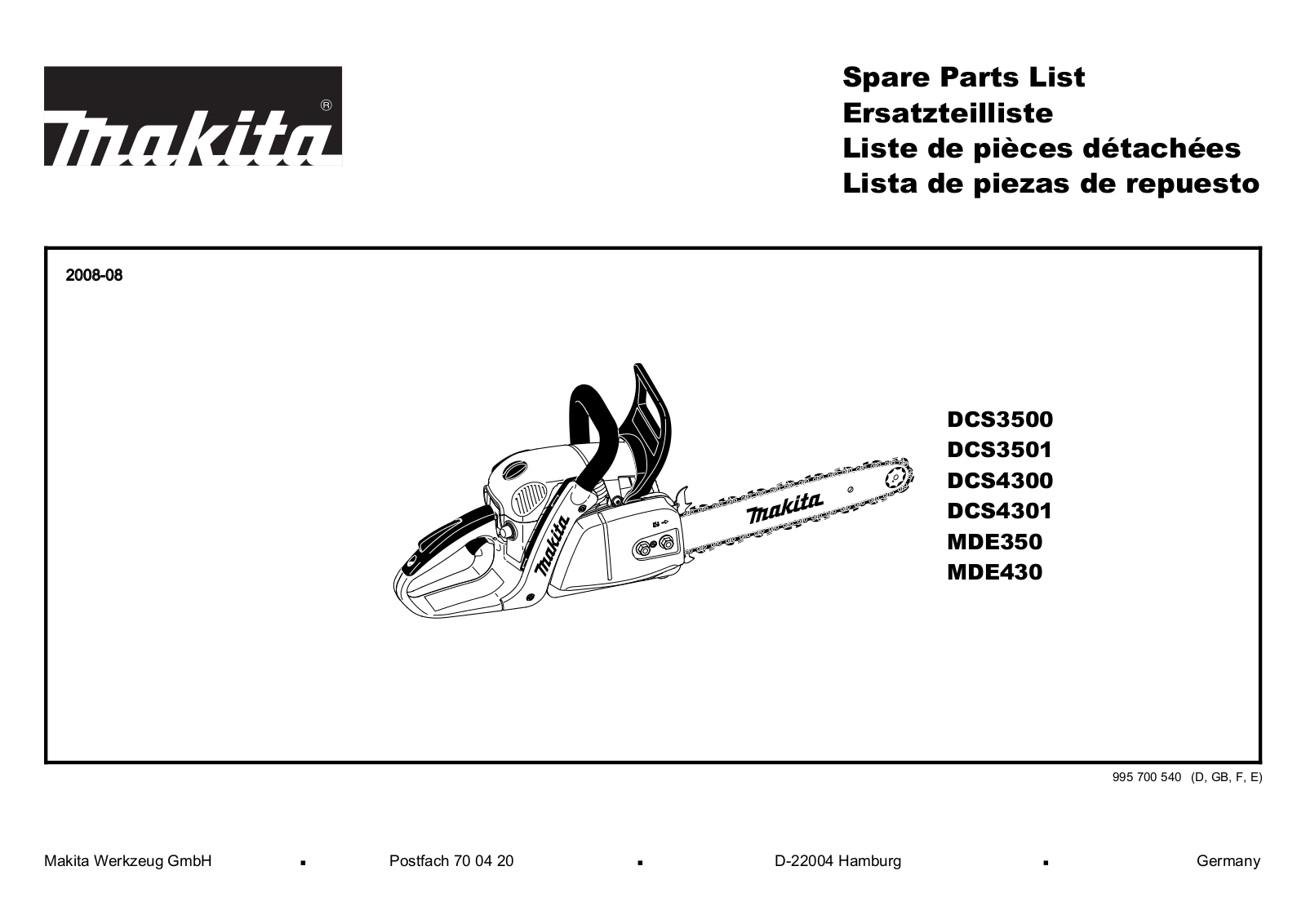 Makita DCS4300 User Manual