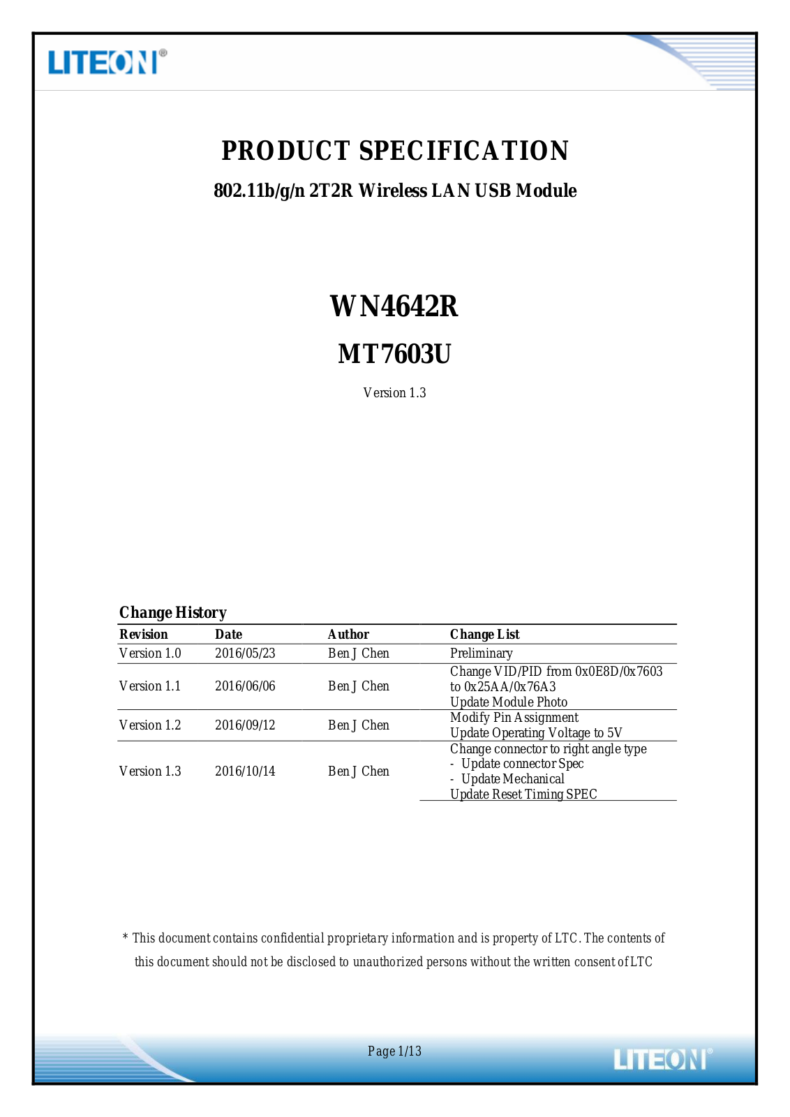 LITE ON TECHNOLOGY WN4642R User Manual