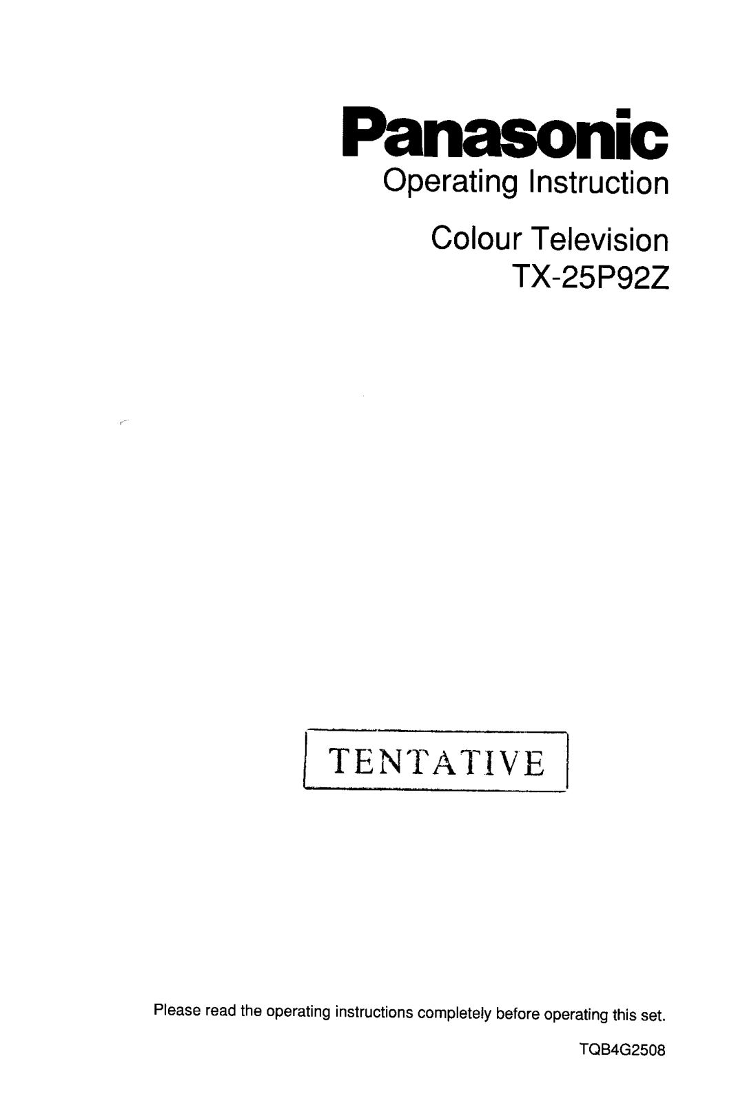 Panasonic TX-25P92Z Operating Instruction