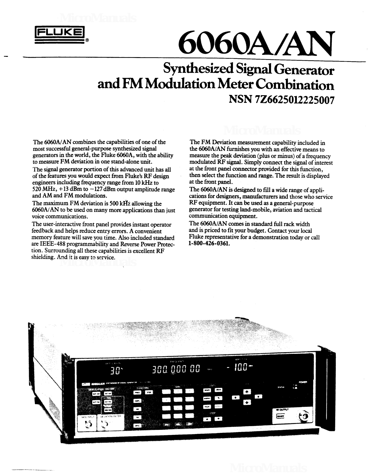 Fluke 6060AN, 6060A Service manual