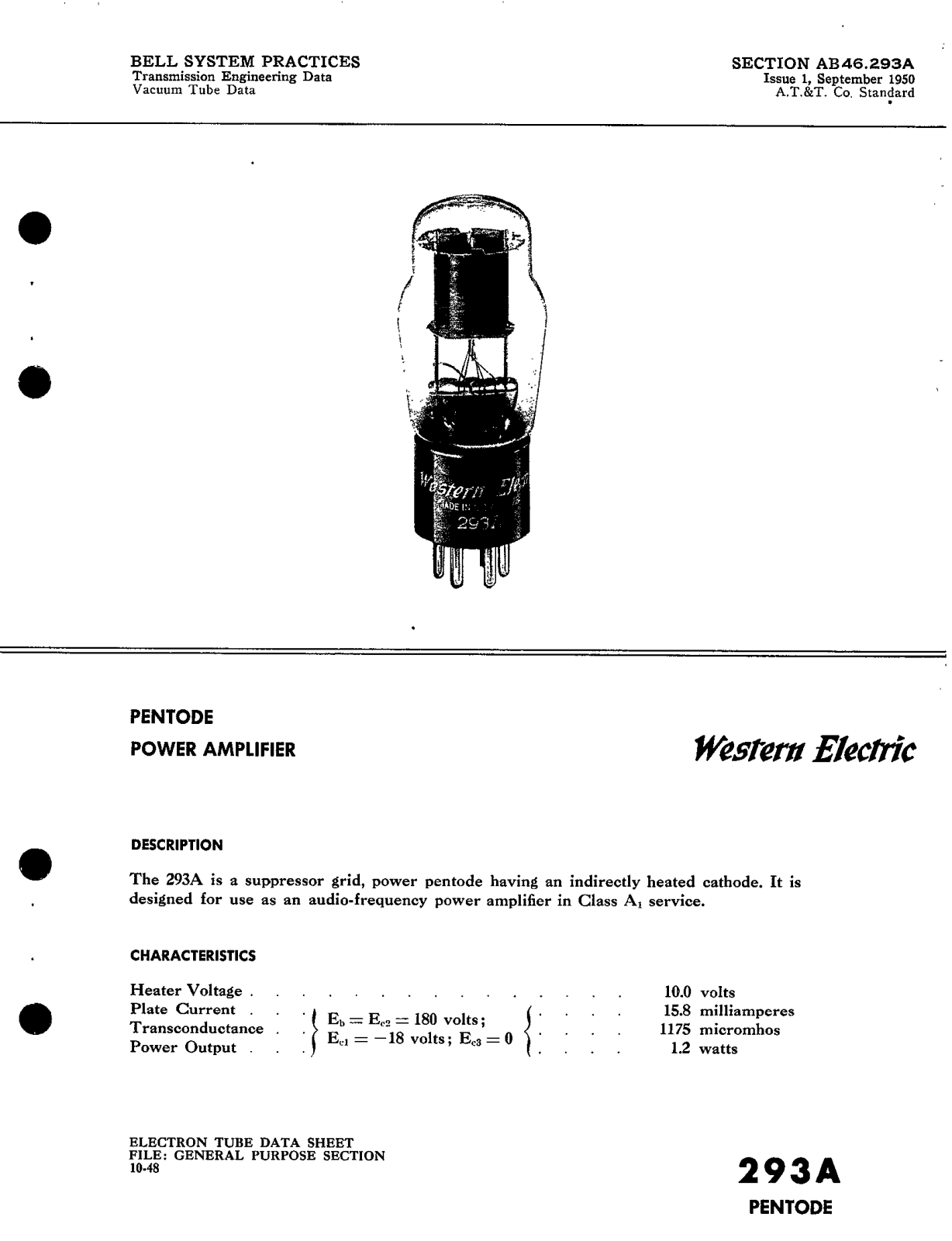 Western Electric 293-A Brochure