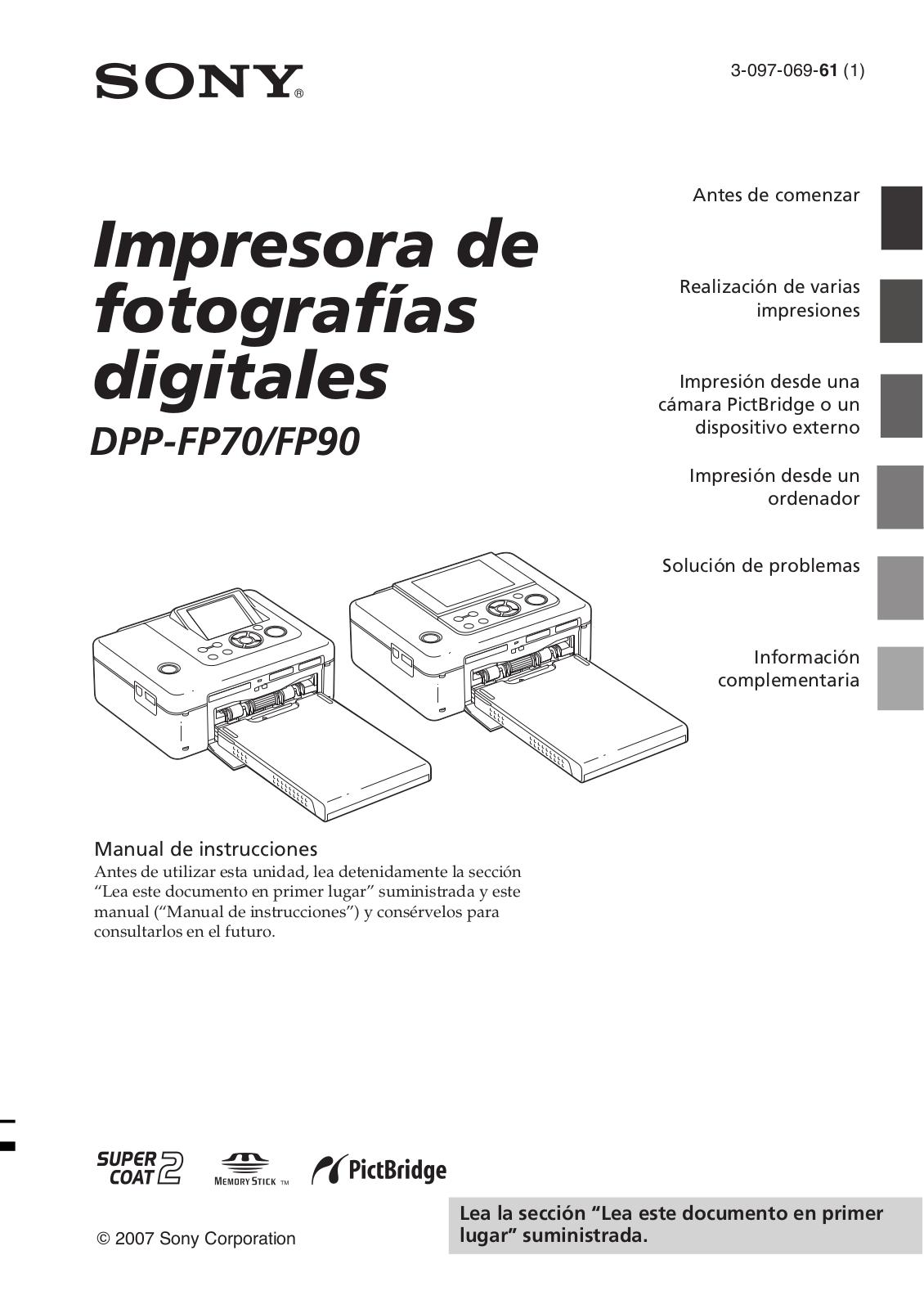 Sony DPP-FP70, DPP-FP90 User Manual