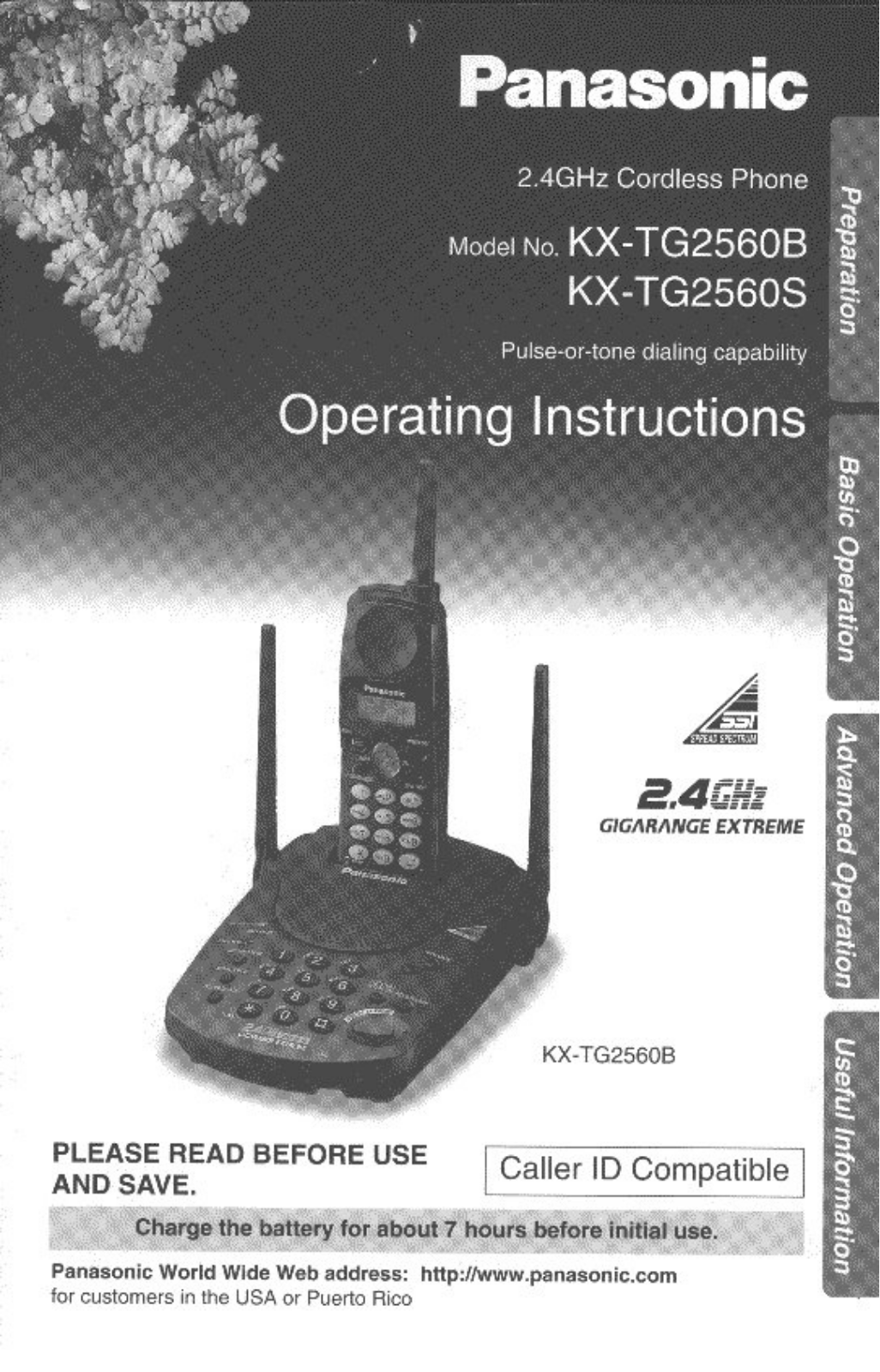 Panasonic KX-TG2560B User Manual