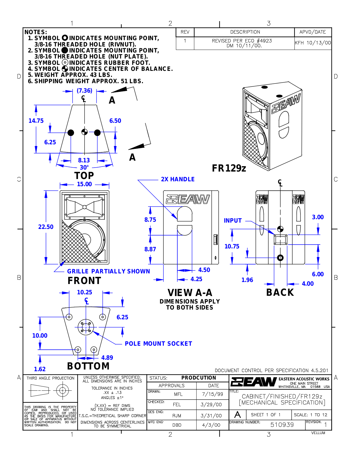 EAW FR129z Service Manual