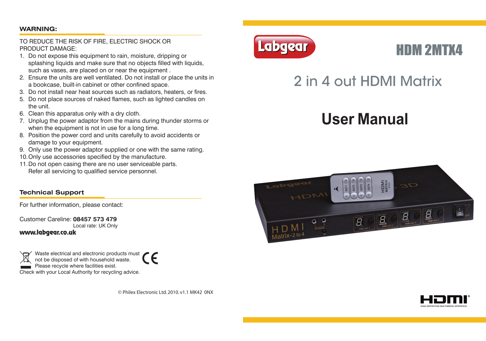 Labgear HDM 2MTX4 User Manual