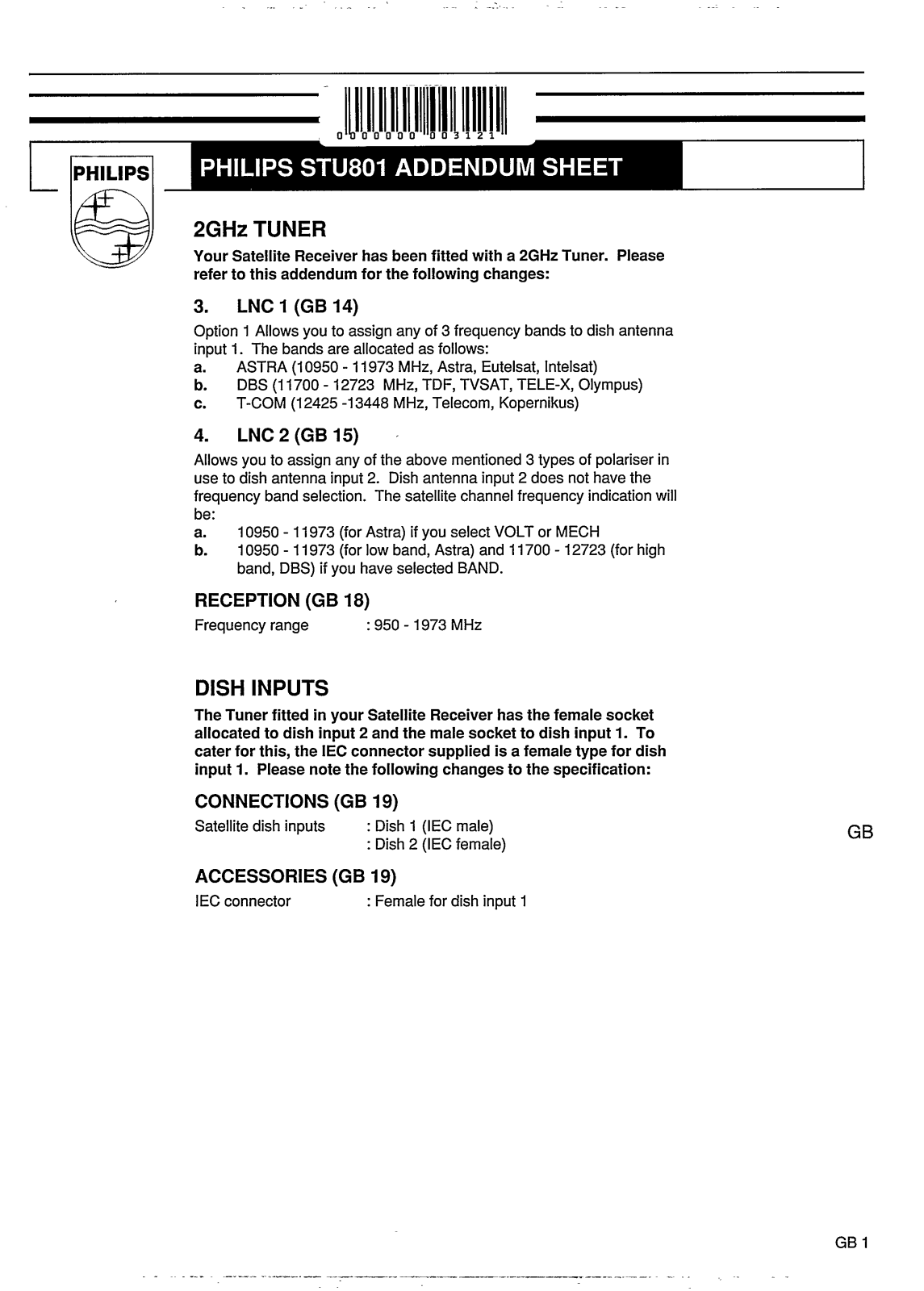 Philips STU801/39R, STU801/25R, STU801/21R, STU801/05R, STU801/01R User Manual