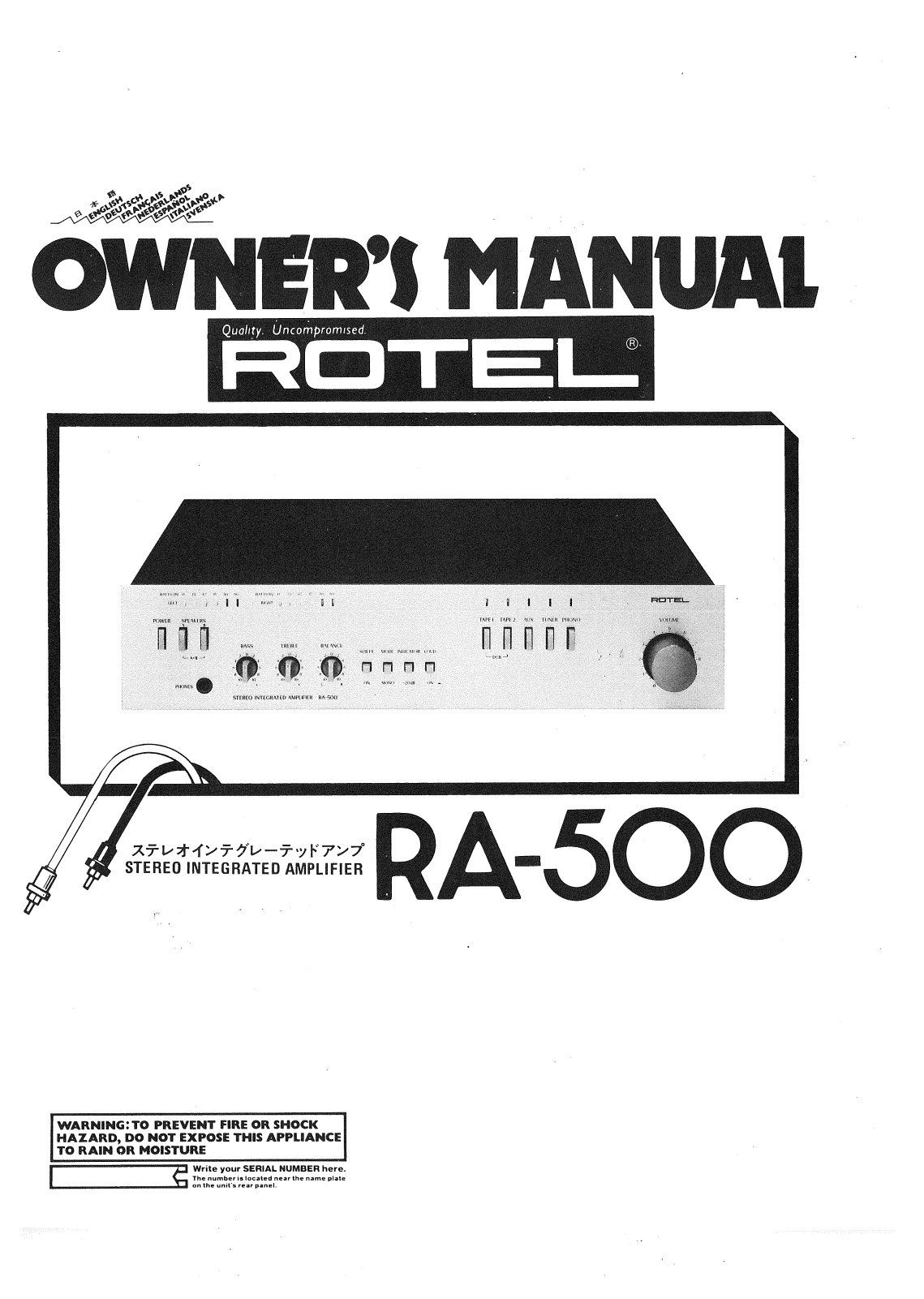 Rotel RA-500 User Manual