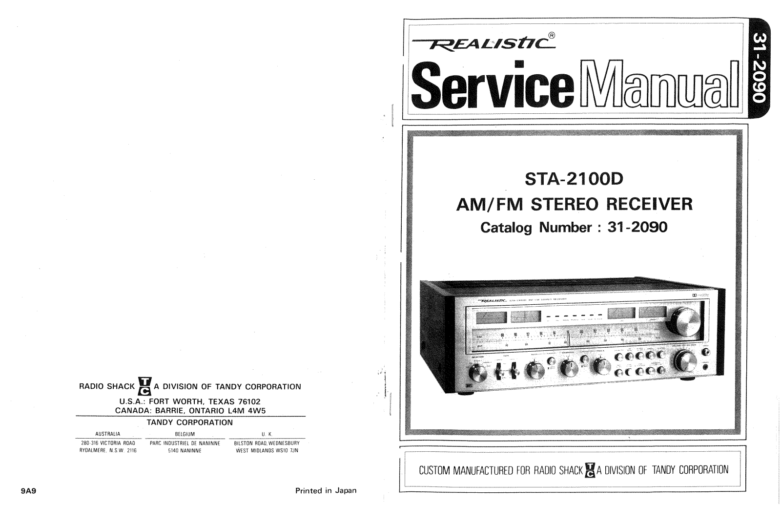 Realistic   RadioShack STA-2100-D Service Manual