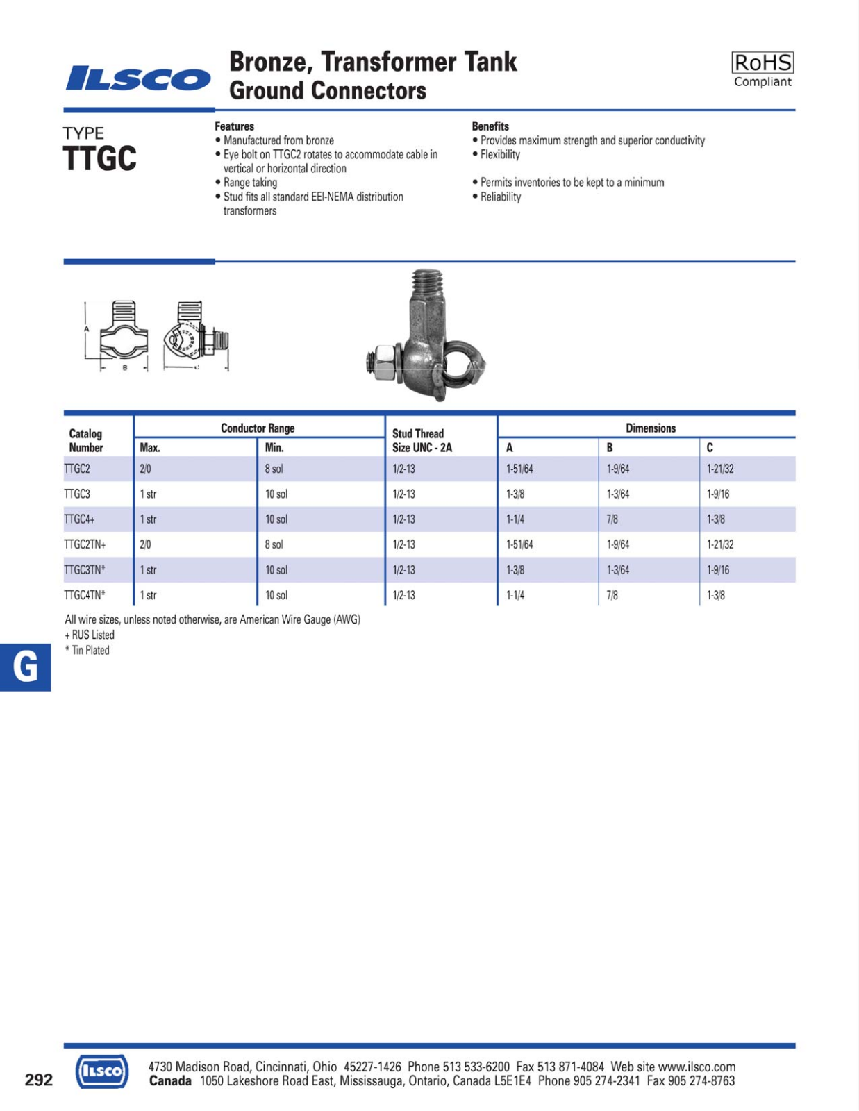 Ilsco Bronze Transformer Tank Catalog Page