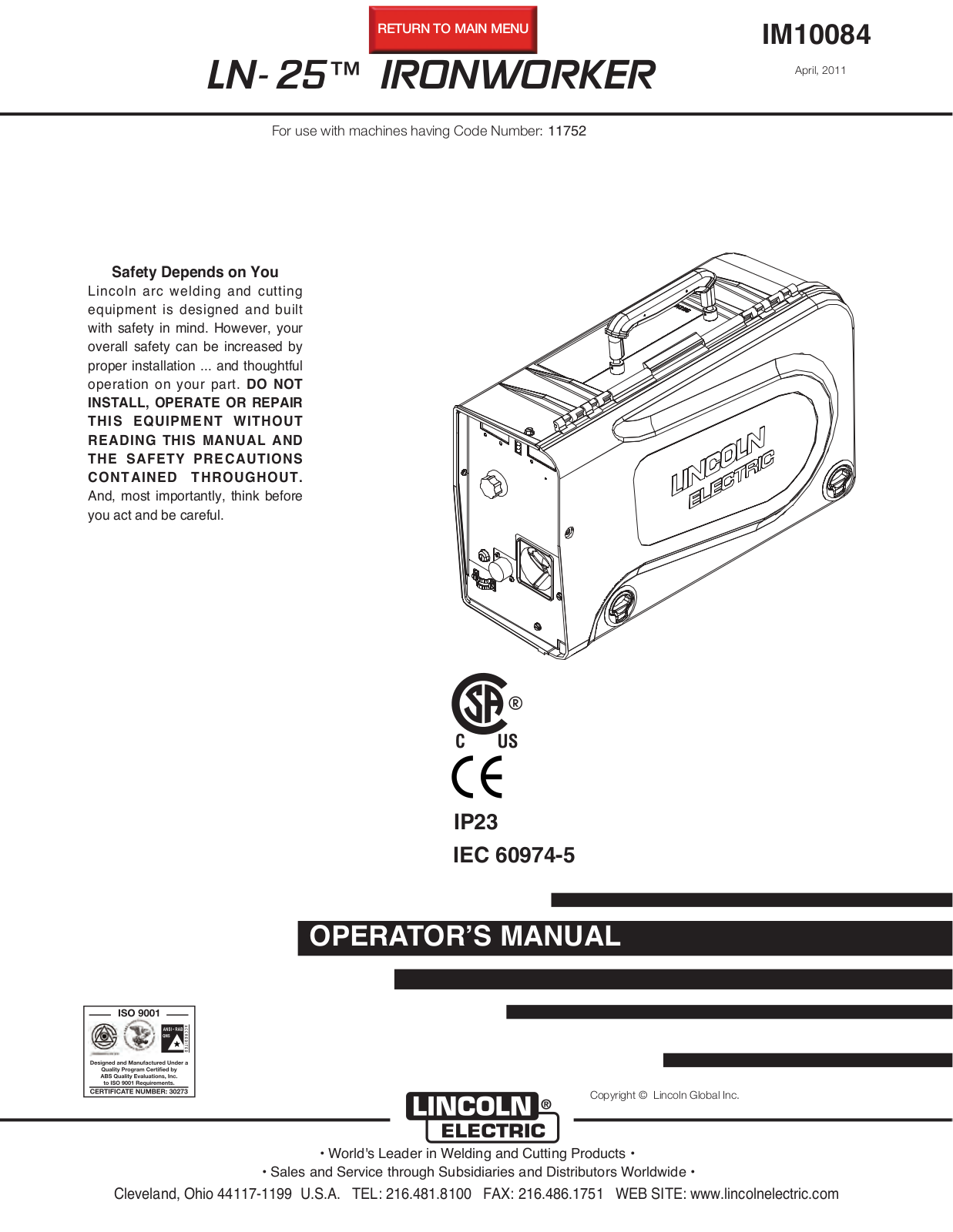 Lincoln Electric IM10084 User Manual