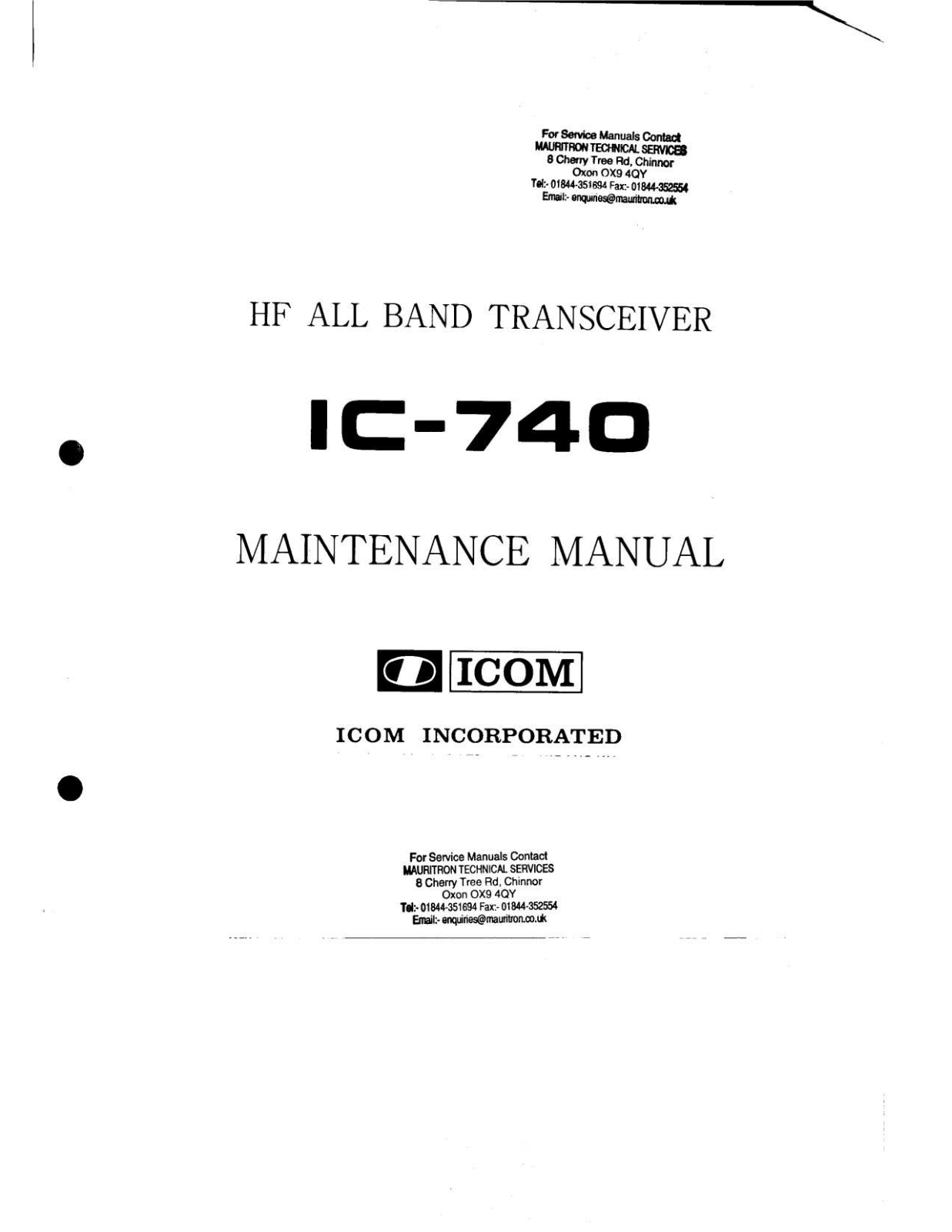 Icom IC-740 User Manual