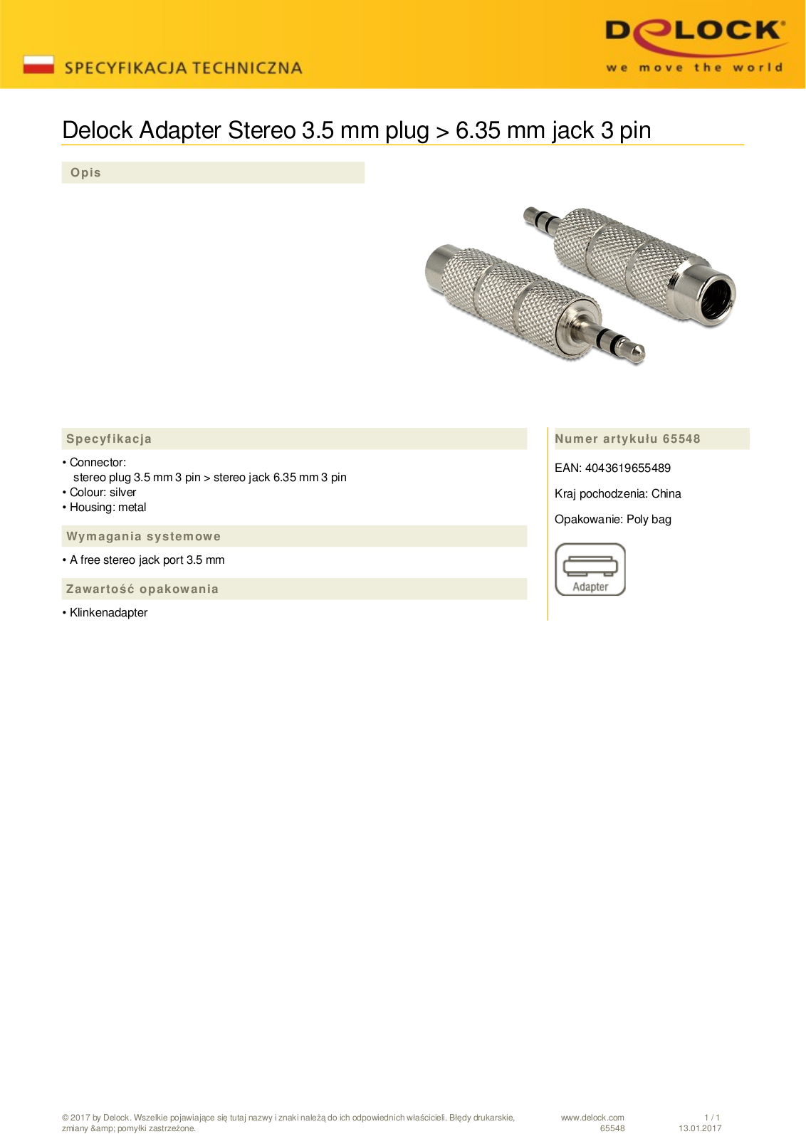 DeLOCK 8-Pin EPS12V plug on 2x 4-Pin IDE molex plug User Manual