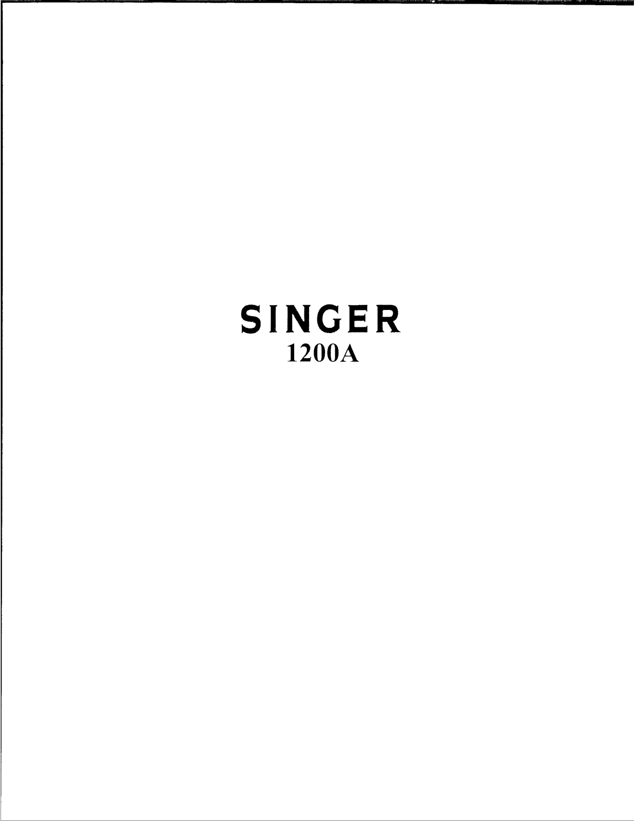 Singer 1200A User Manual